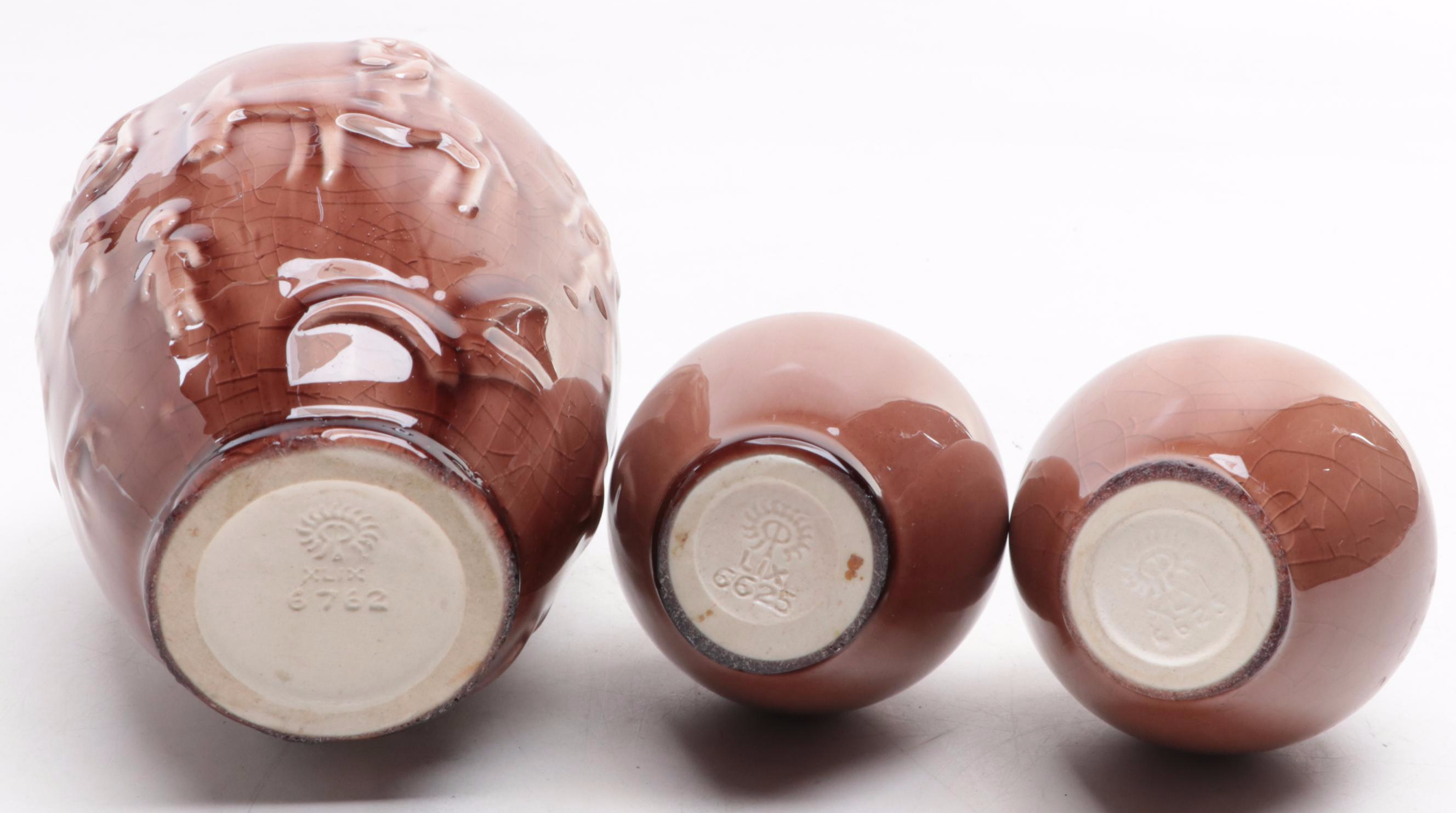 Rookwood Pottery High Gloss Ceramic Vases, Mid-20th Century