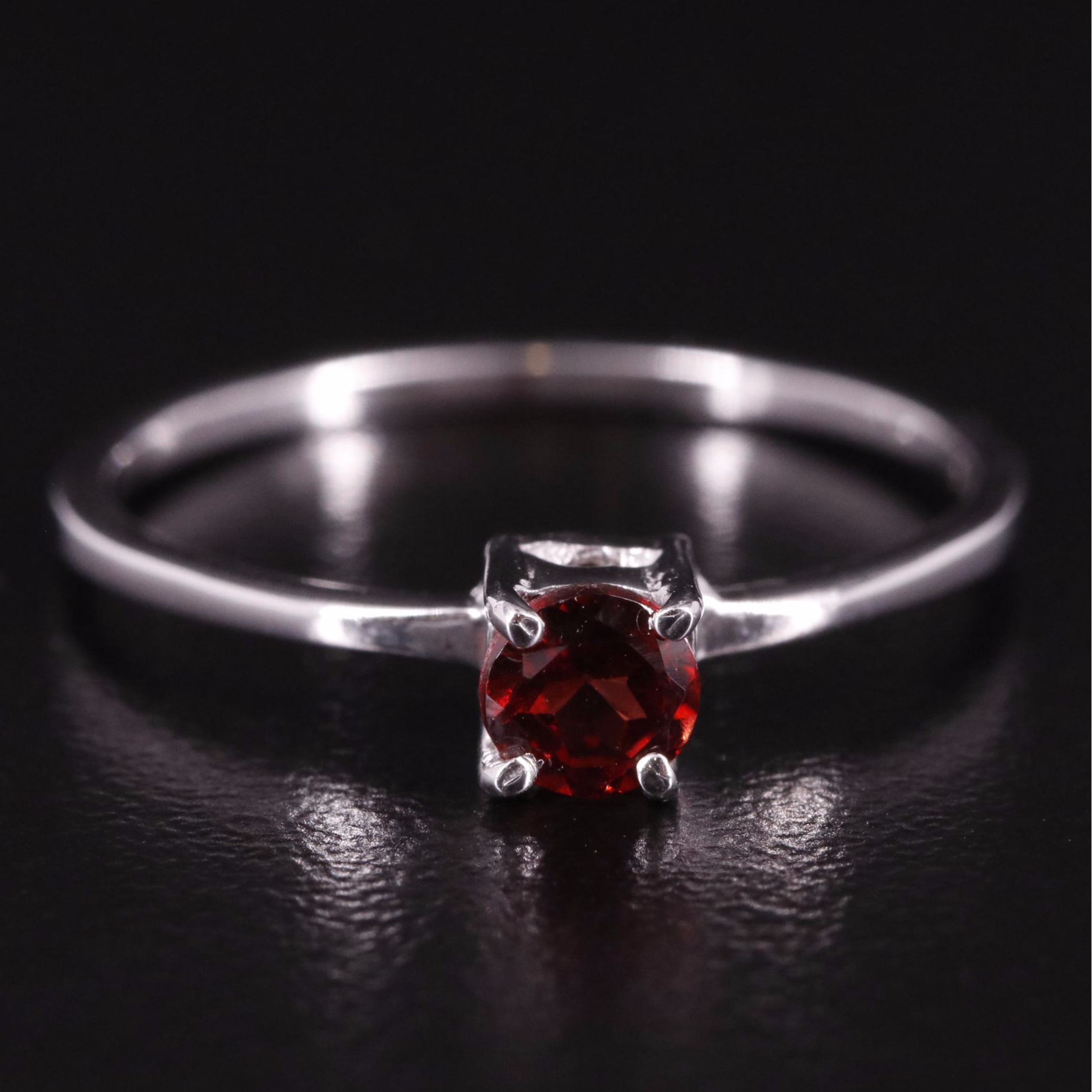 Sterling Garnet Solitaire Ring