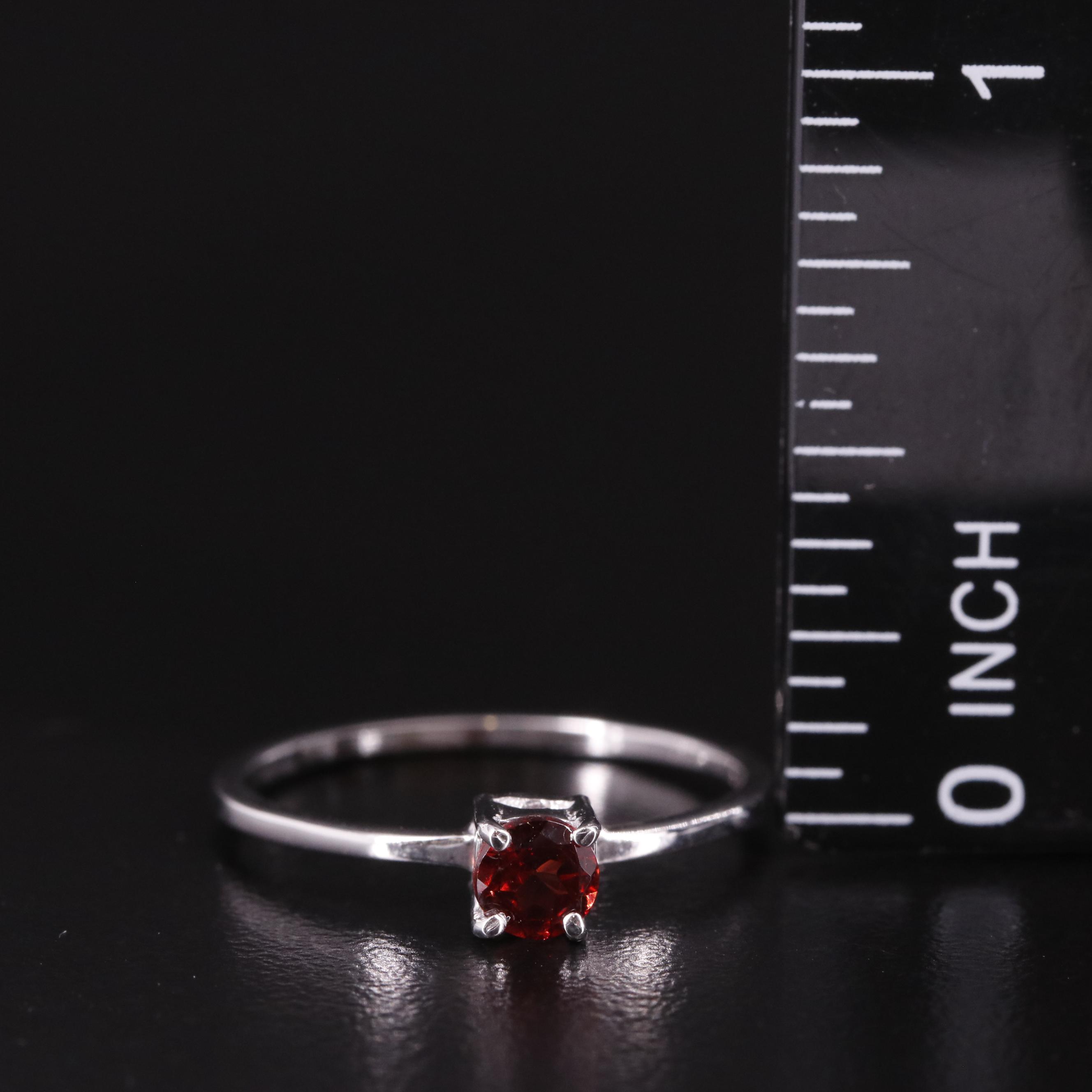 Sterling Garnet Solitaire Ring