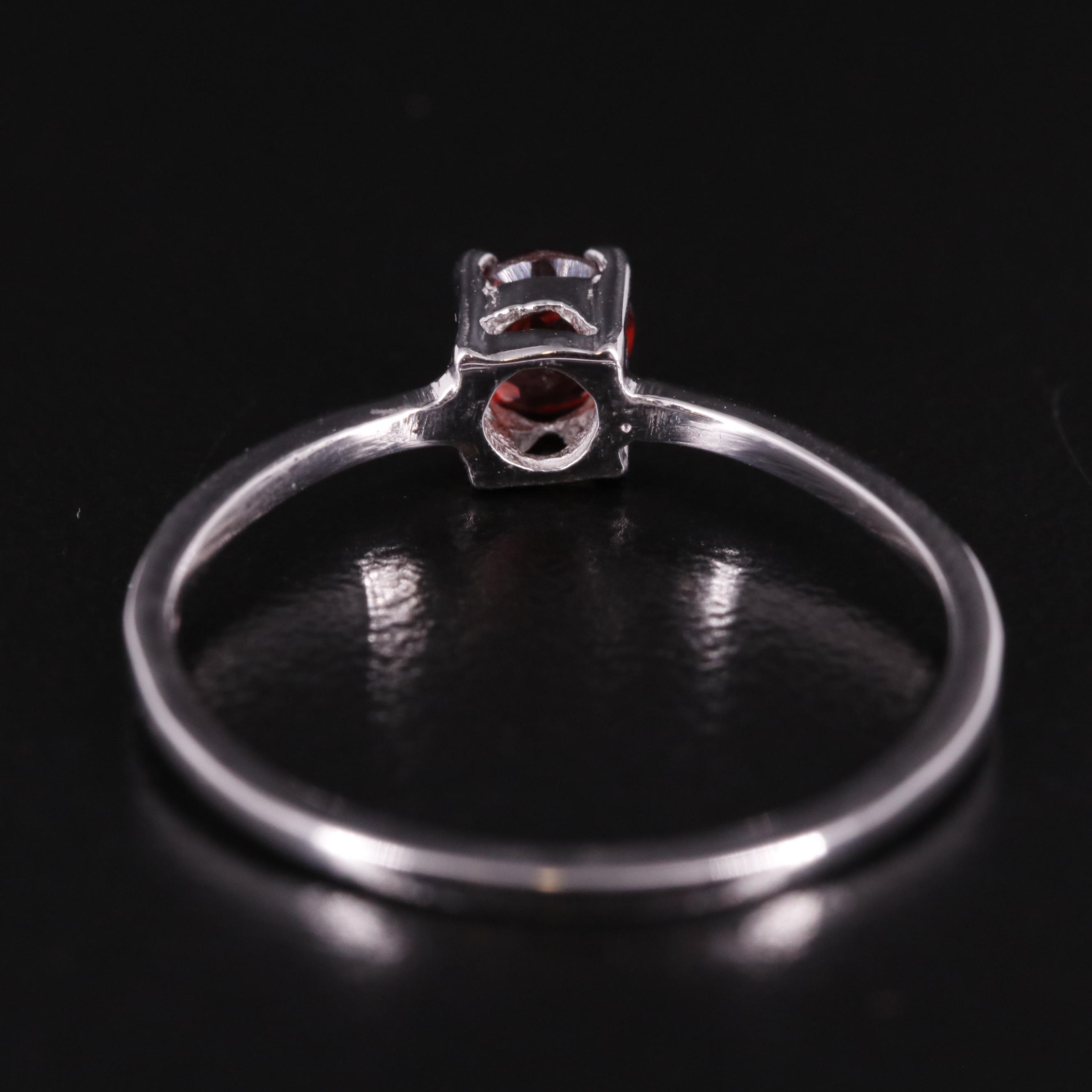 Sterling Garnet Solitaire Ring