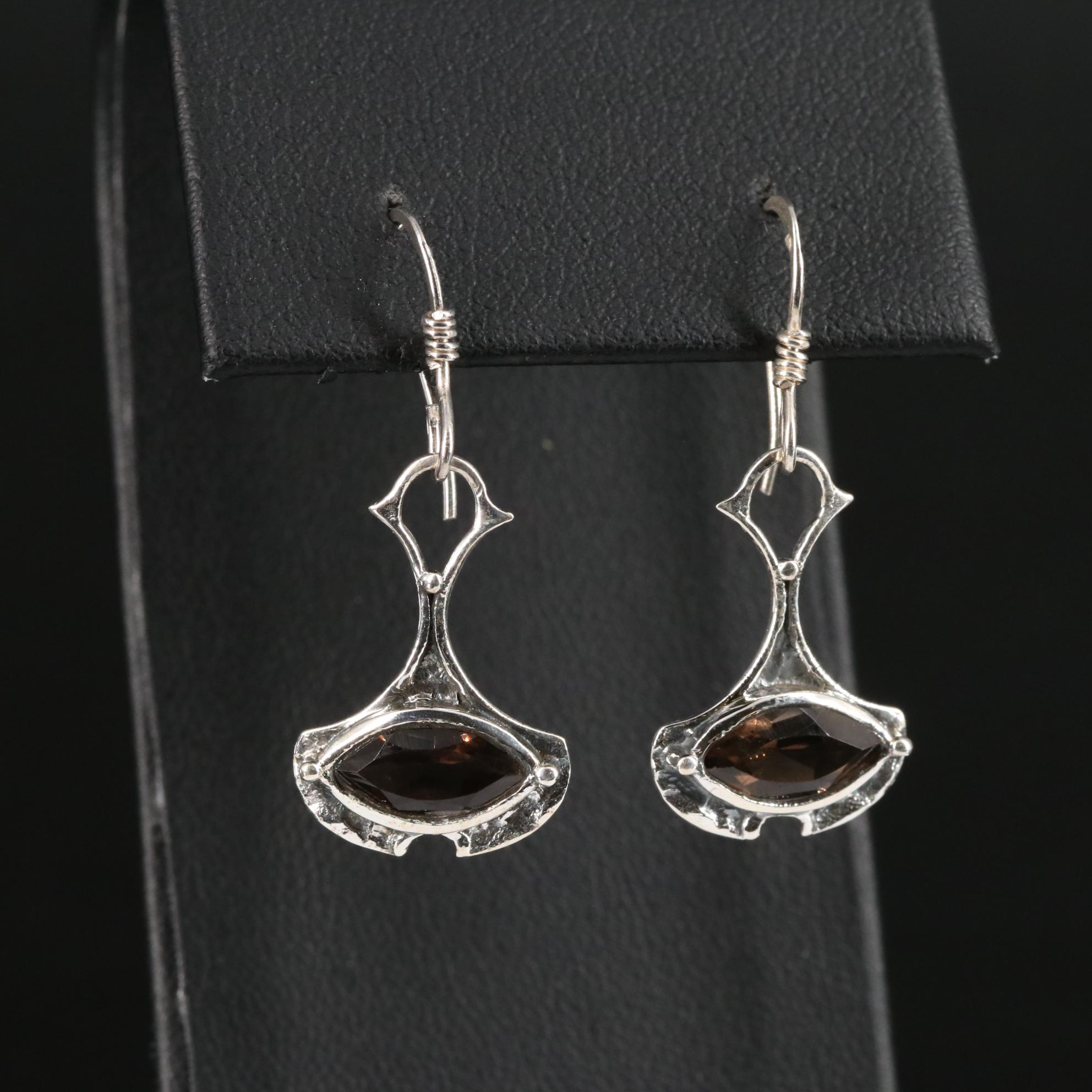 Sterling Smoky Quartz Drop Earrings