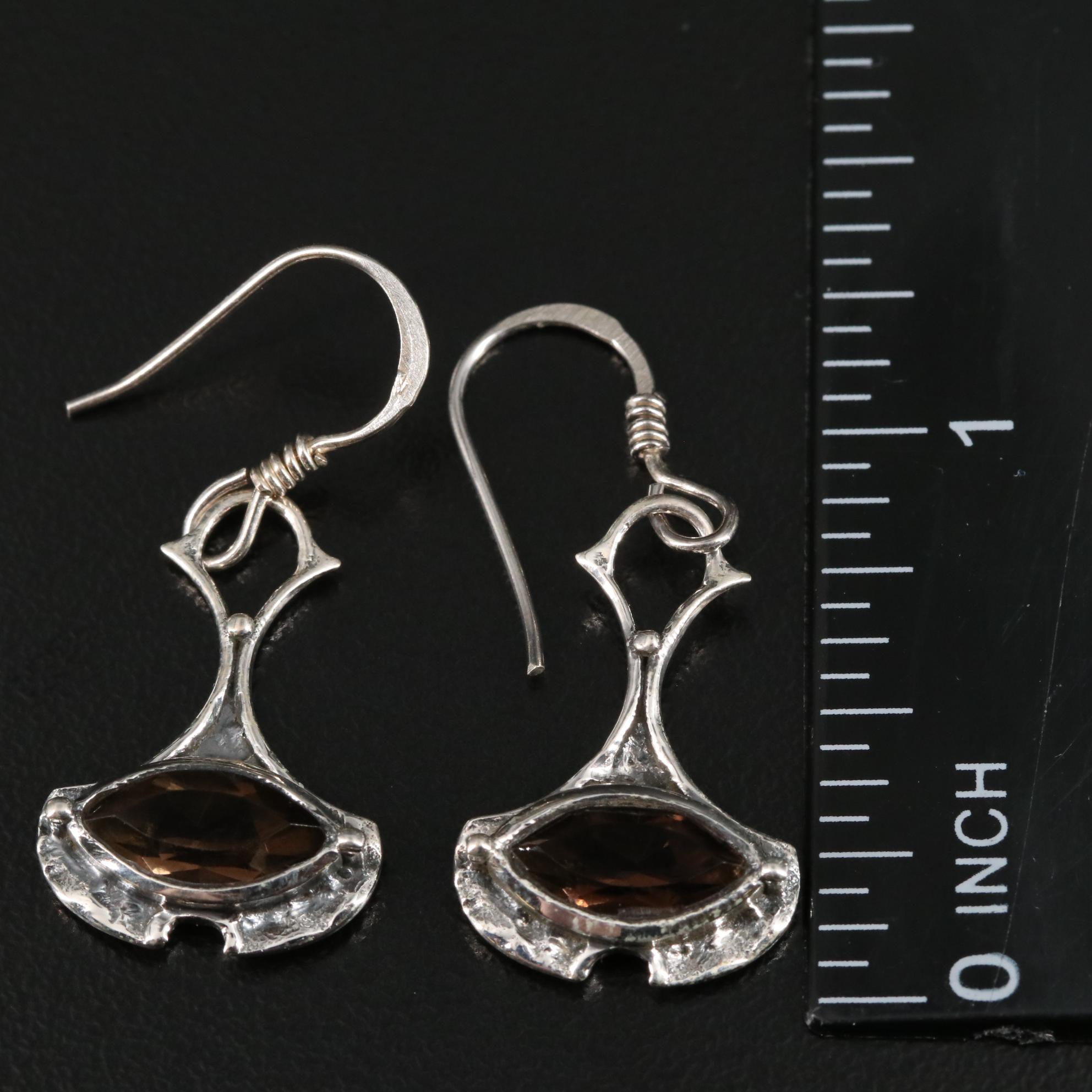 Sterling Smoky Quartz Drop Earrings