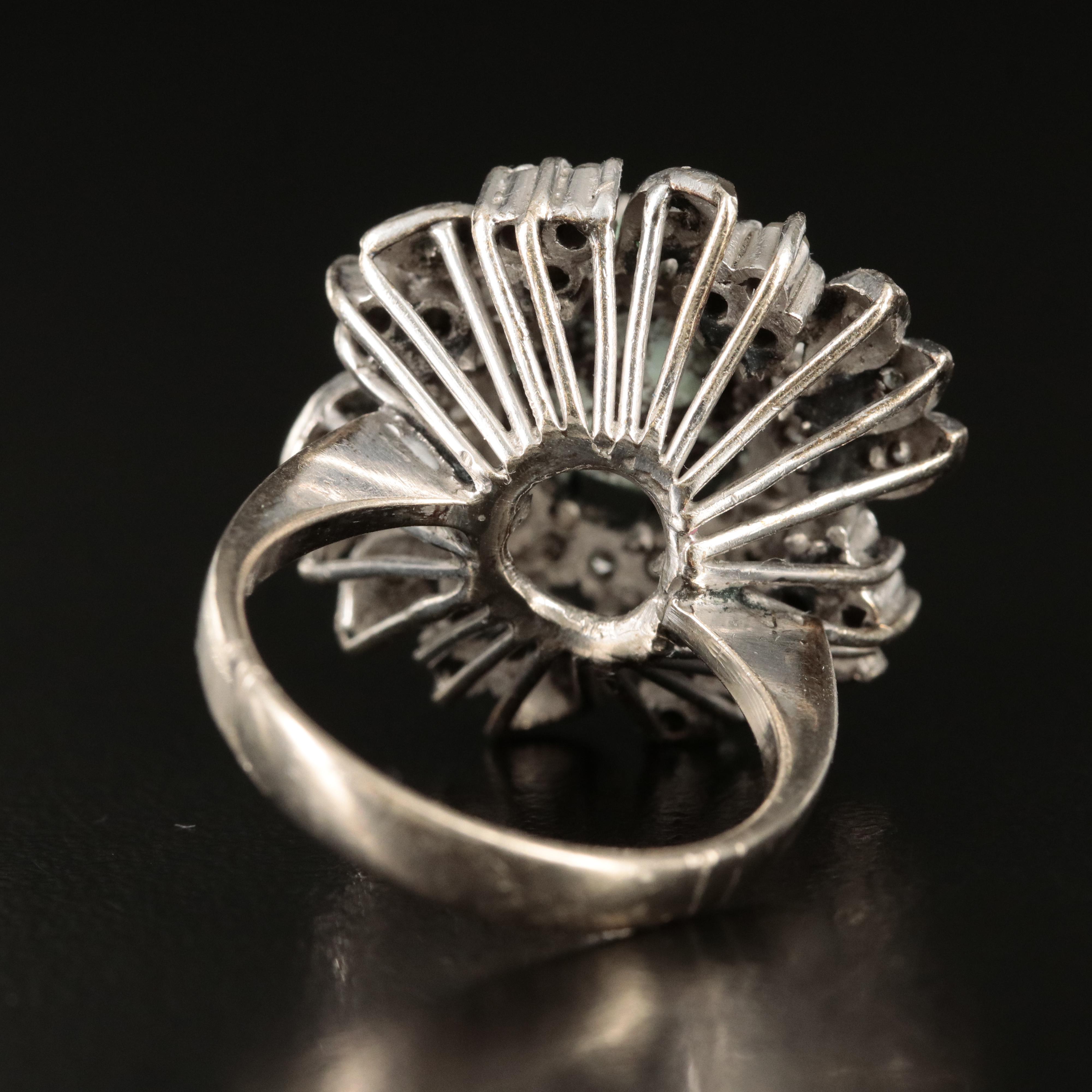 Vintage 10K Turquoise and Diamond Ring