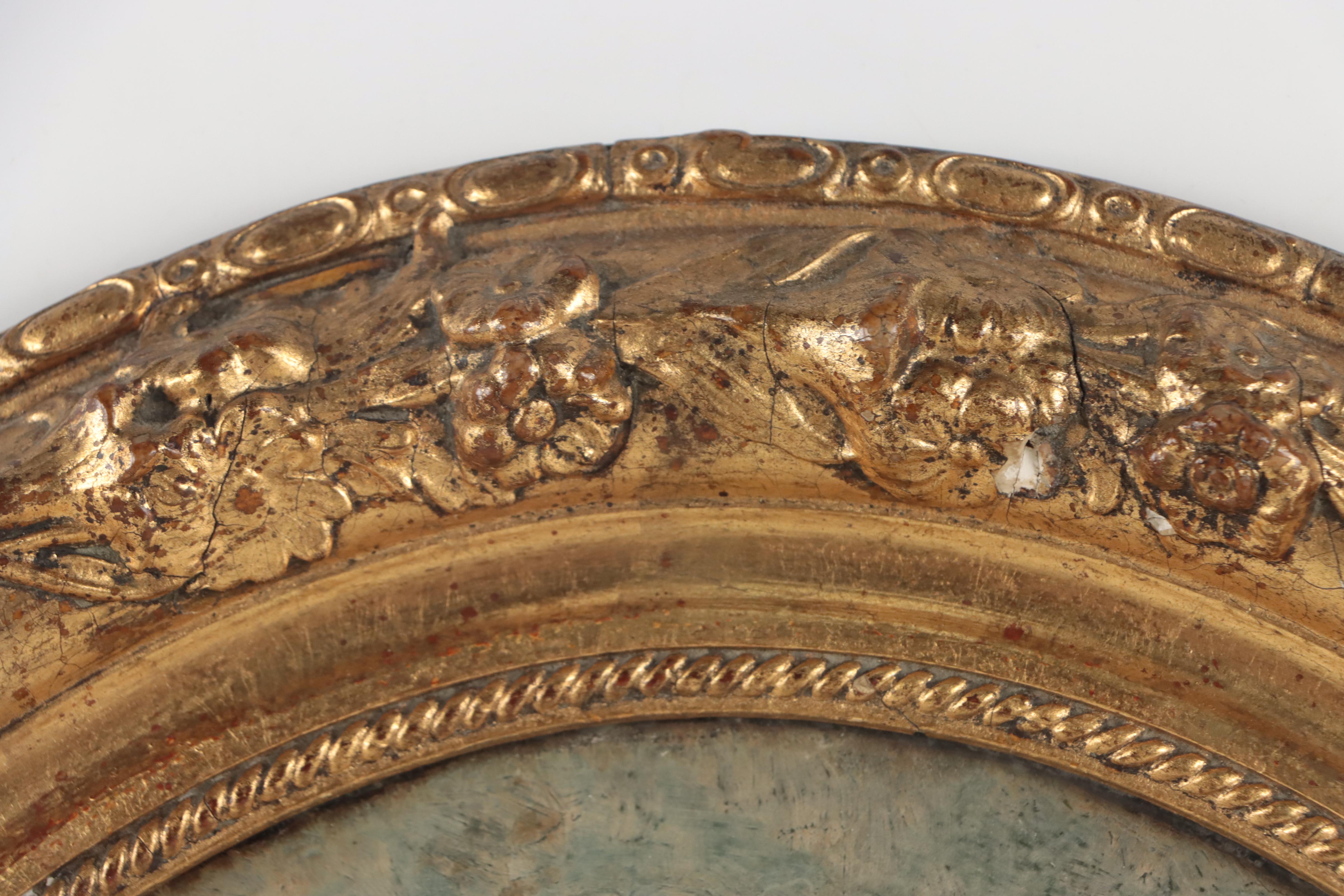 French School Oil Painting of Figure Holding Flowers, 18th or 19th Century