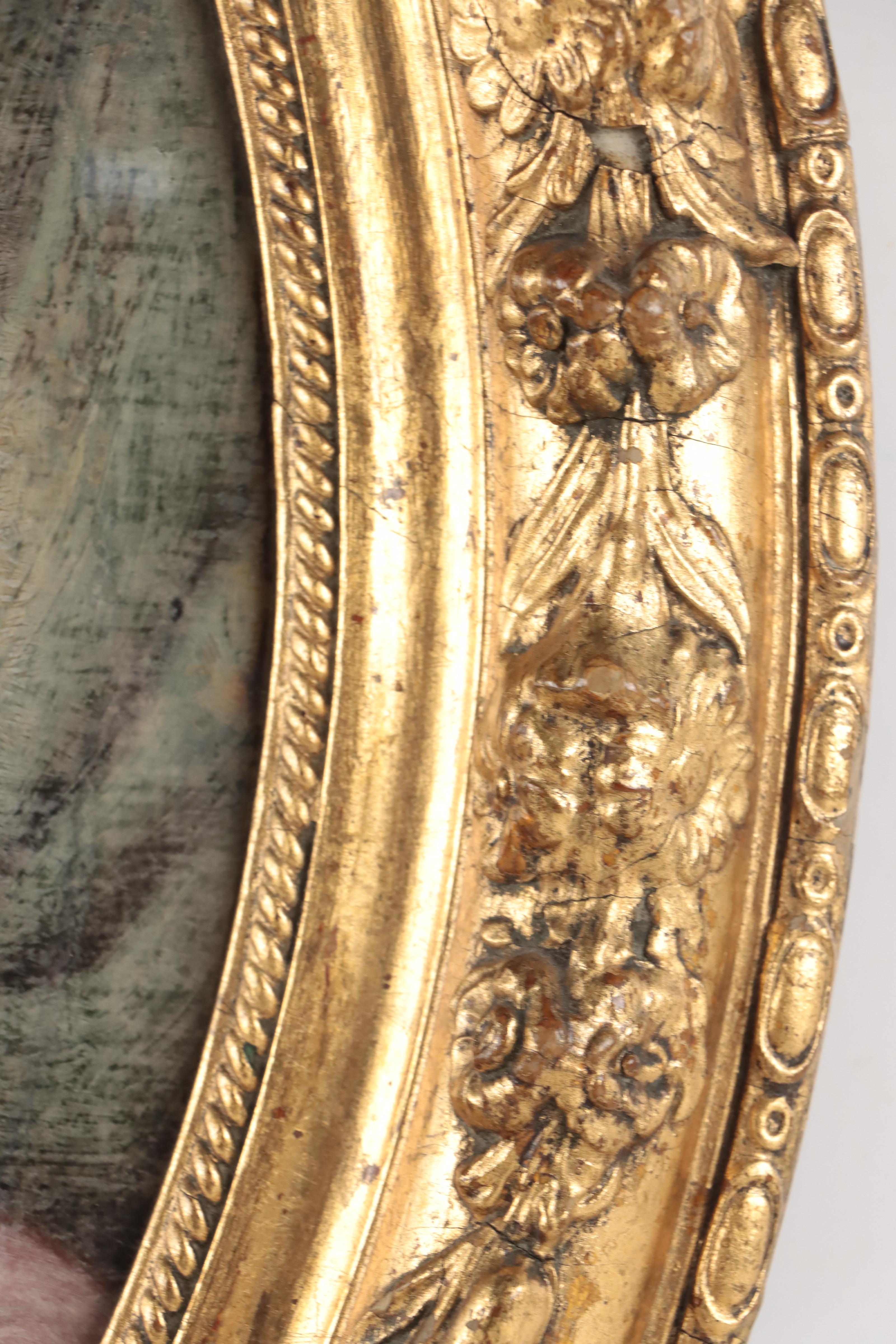 French School Oil Painting of Figure Holding Flowers, 18th or 19th Century