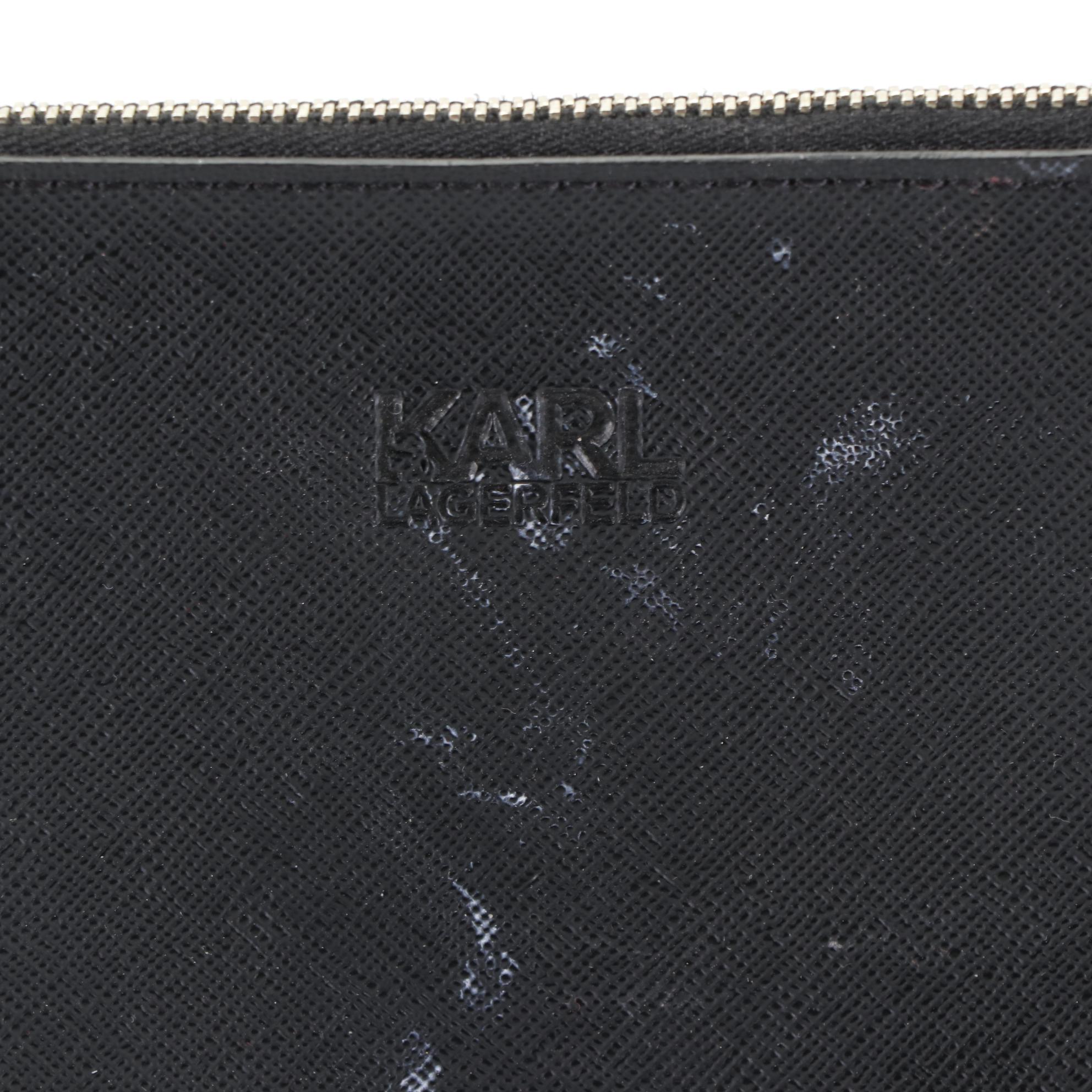 Karl Lagerfeld Zip Pouch, Croc-Embossed Pouch, and Z Clip Money/ID Case with Box