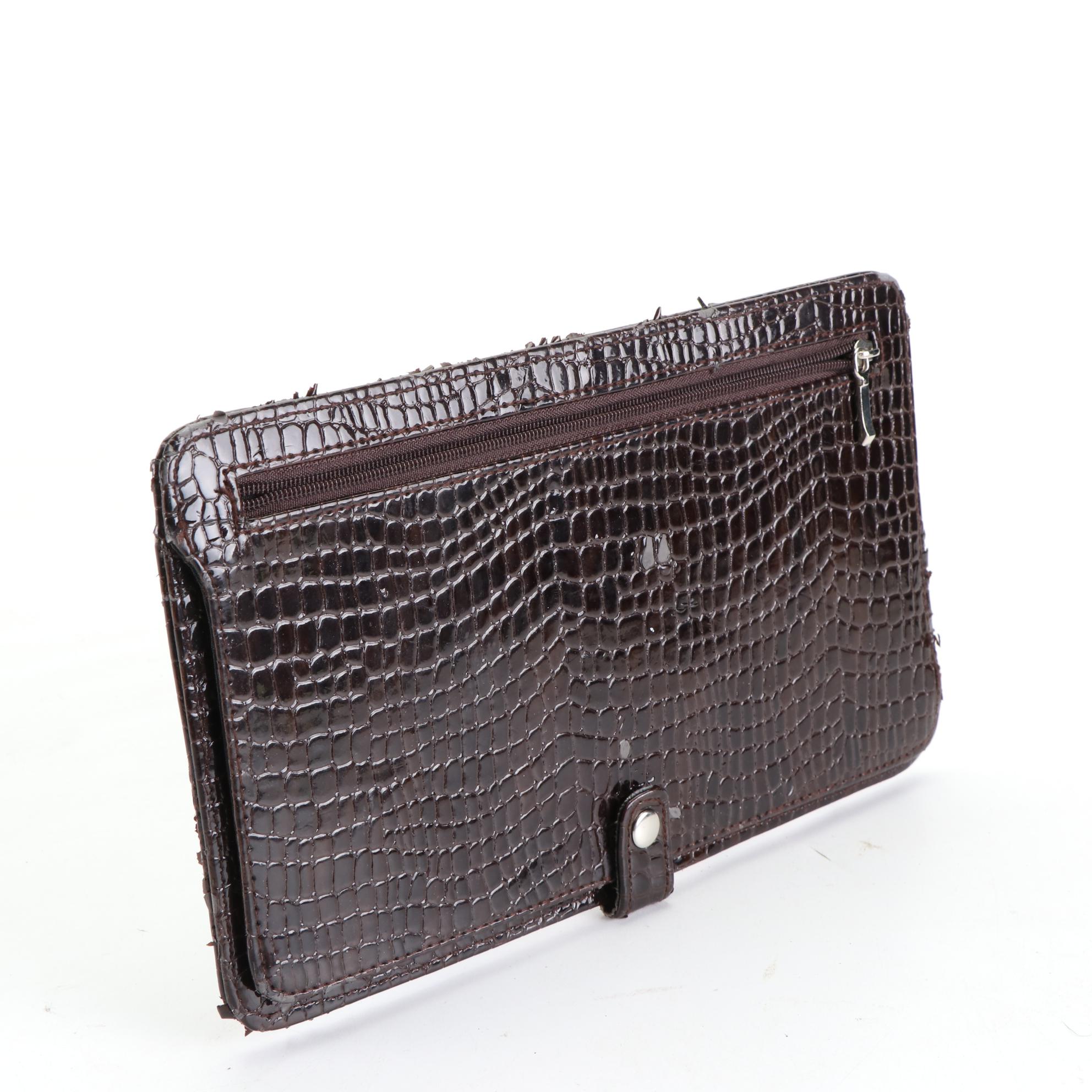 Karl Lagerfeld Zip Pouch, Croc-Embossed Pouch, and Z Clip Money/ID Case with Box