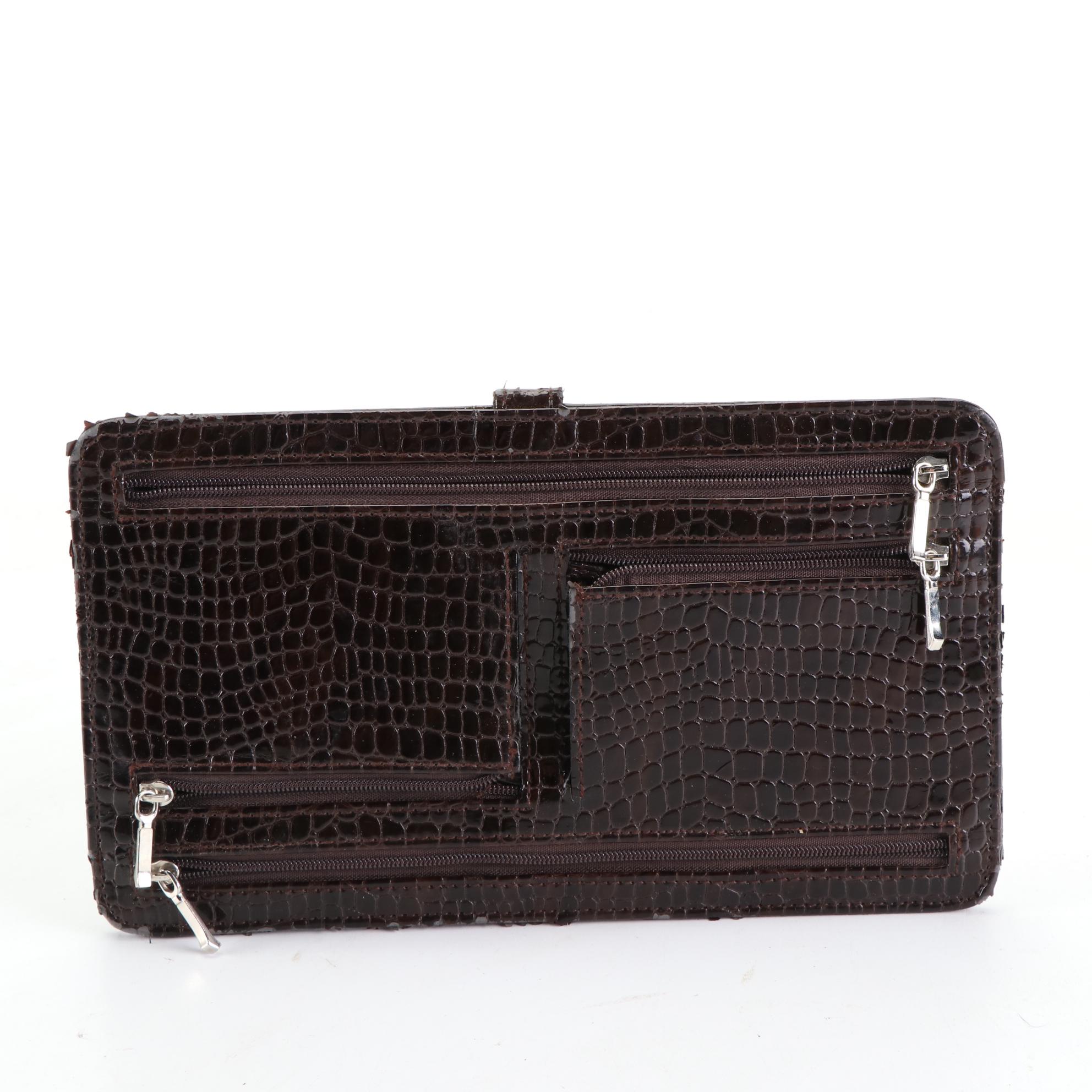 Karl Lagerfeld Zip Pouch, Croc-Embossed Pouch, and Z Clip Money/ID Case with Box