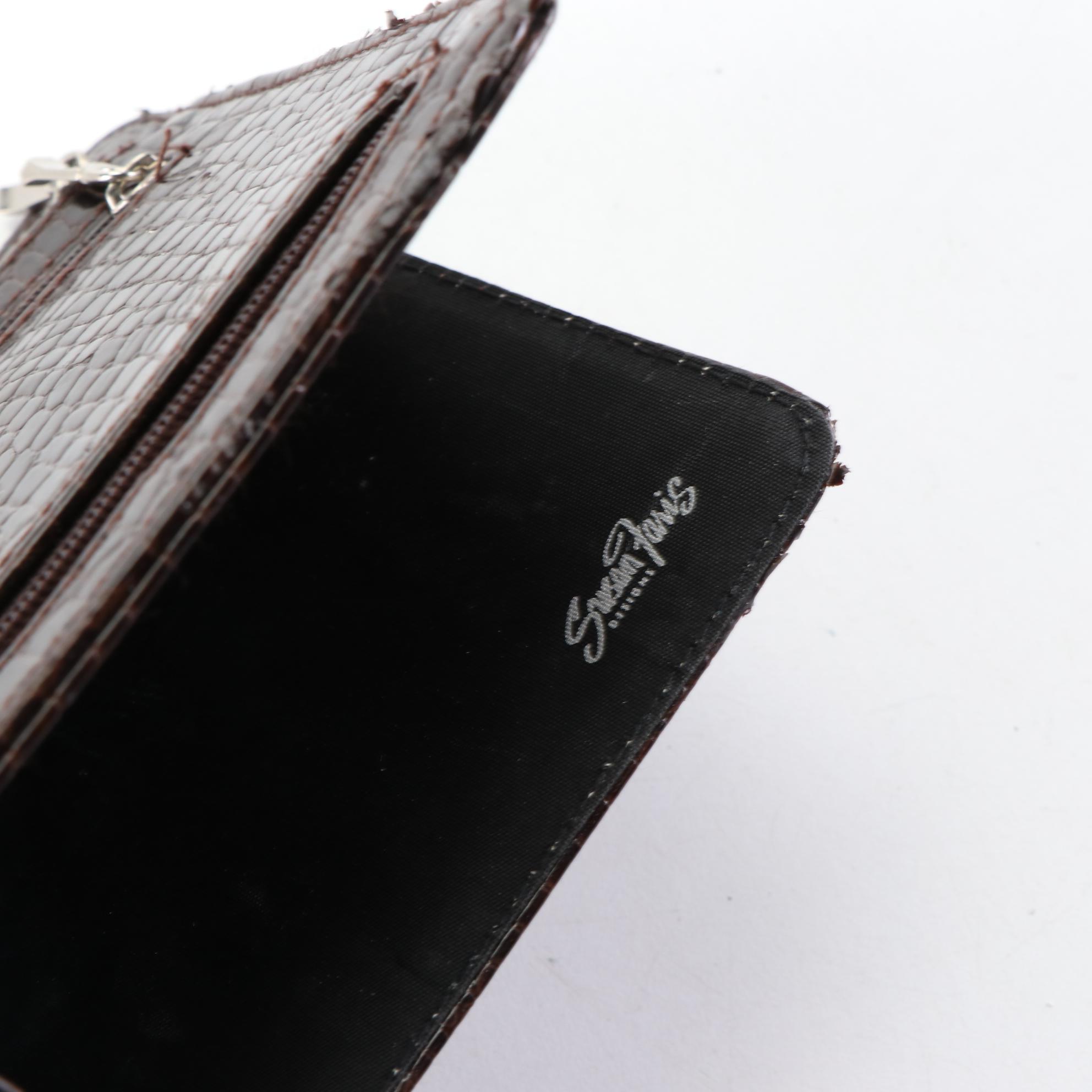 Karl Lagerfeld Zip Pouch, Croc-Embossed Pouch, and Z Clip Money/ID Case with Box