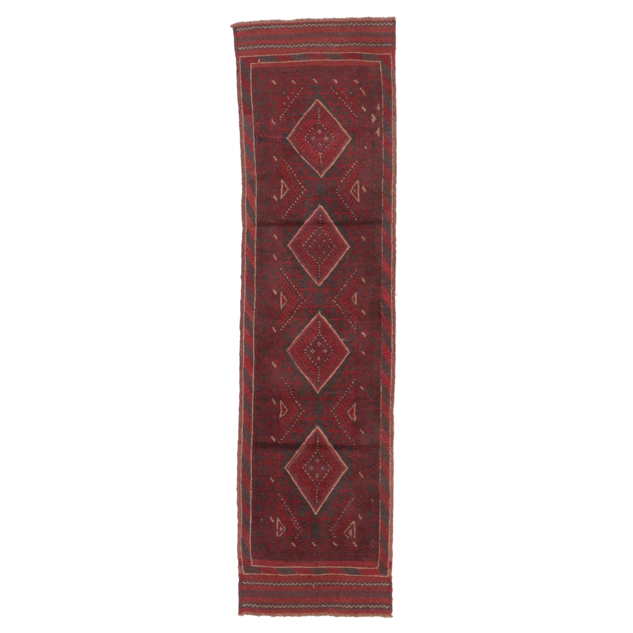 1'11 x 7'11 Handwoven Mixed Technique Afghan Baluch Carpet Runner