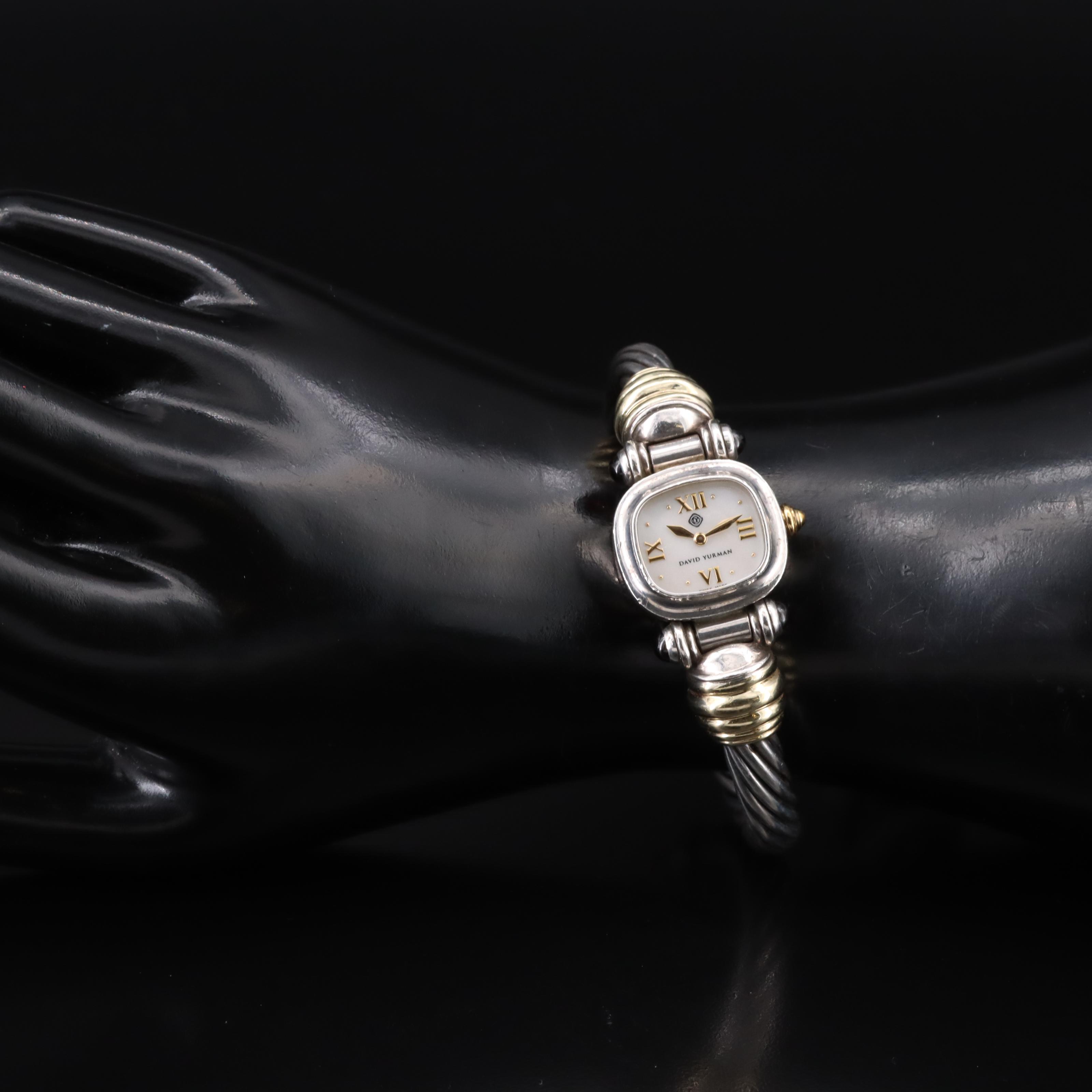 David Yurman Cable Bangle Pink Tourmaline, Mother-of-Pearl Dial Watch