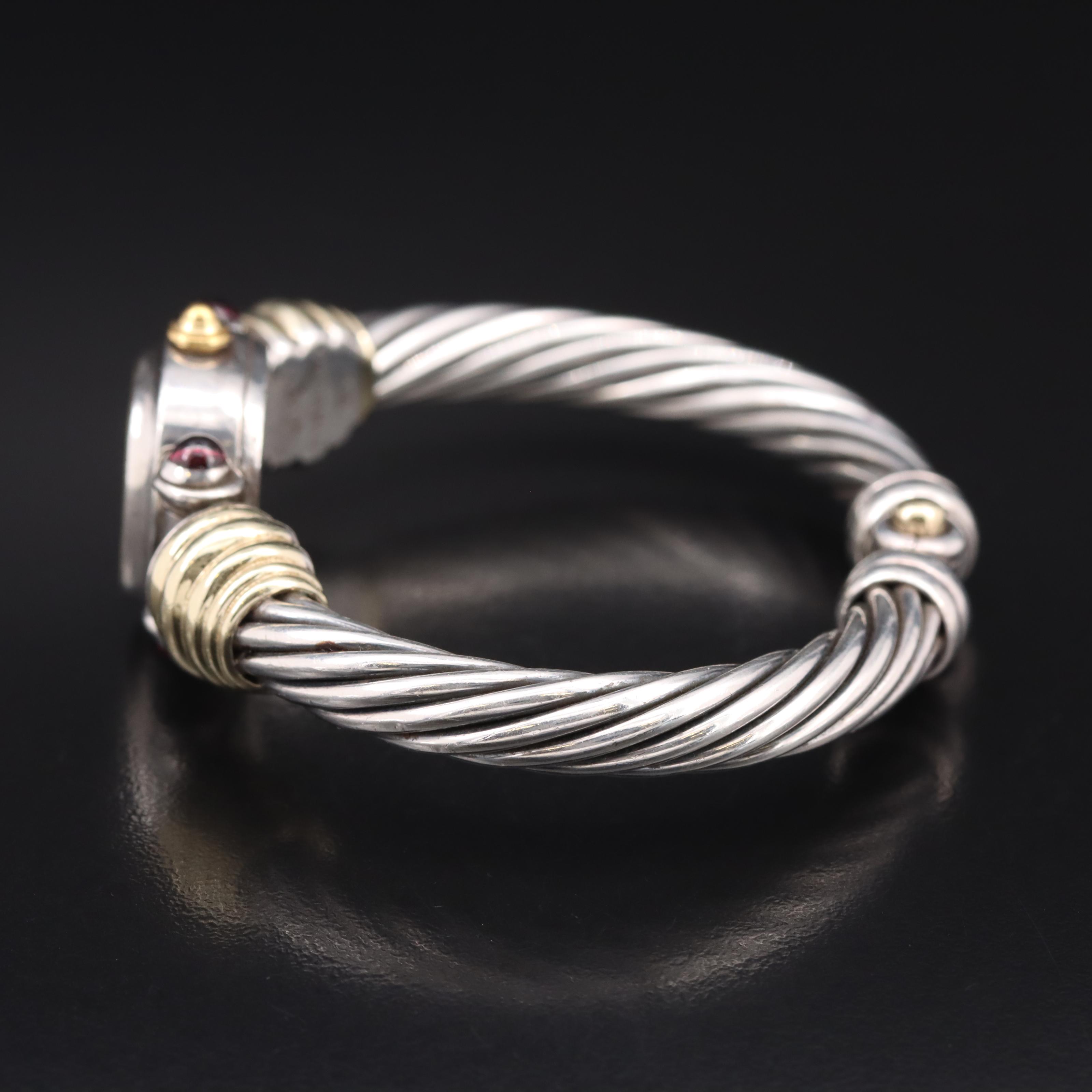 David Yurman Cable Bangle Pink Tourmaline, Mother-of-Pearl Dial Watch