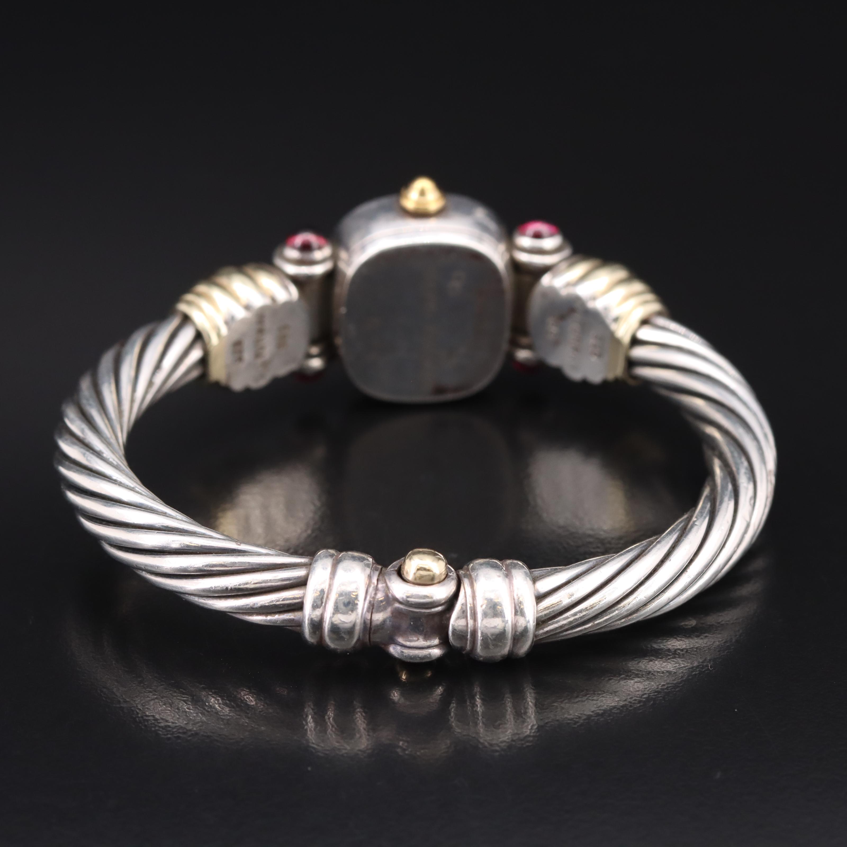 David Yurman Cable Bangle Pink Tourmaline, Mother-of-Pearl Dial Watch