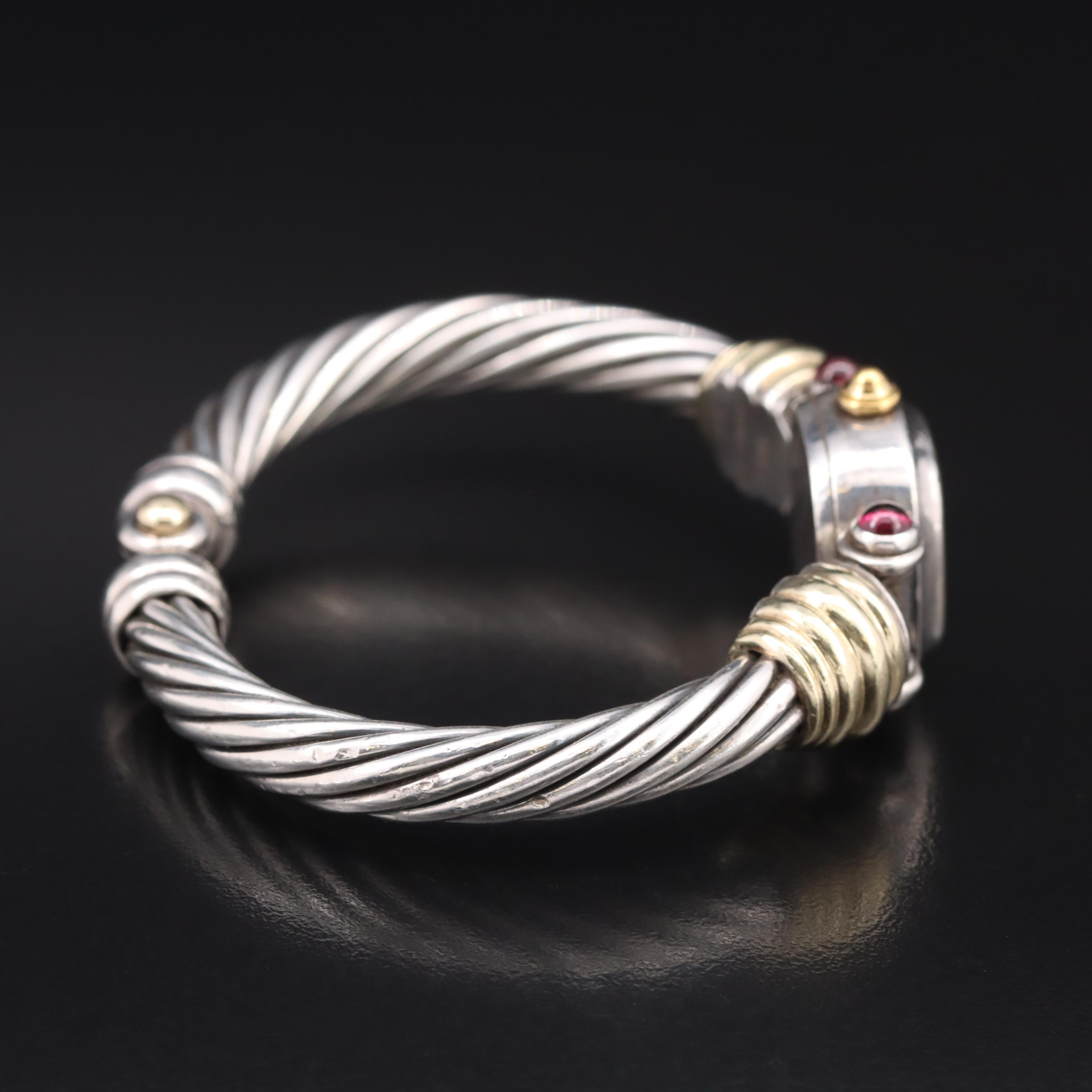 David Yurman Cable Bangle Pink Tourmaline, Mother-of-Pearl Dial Watch