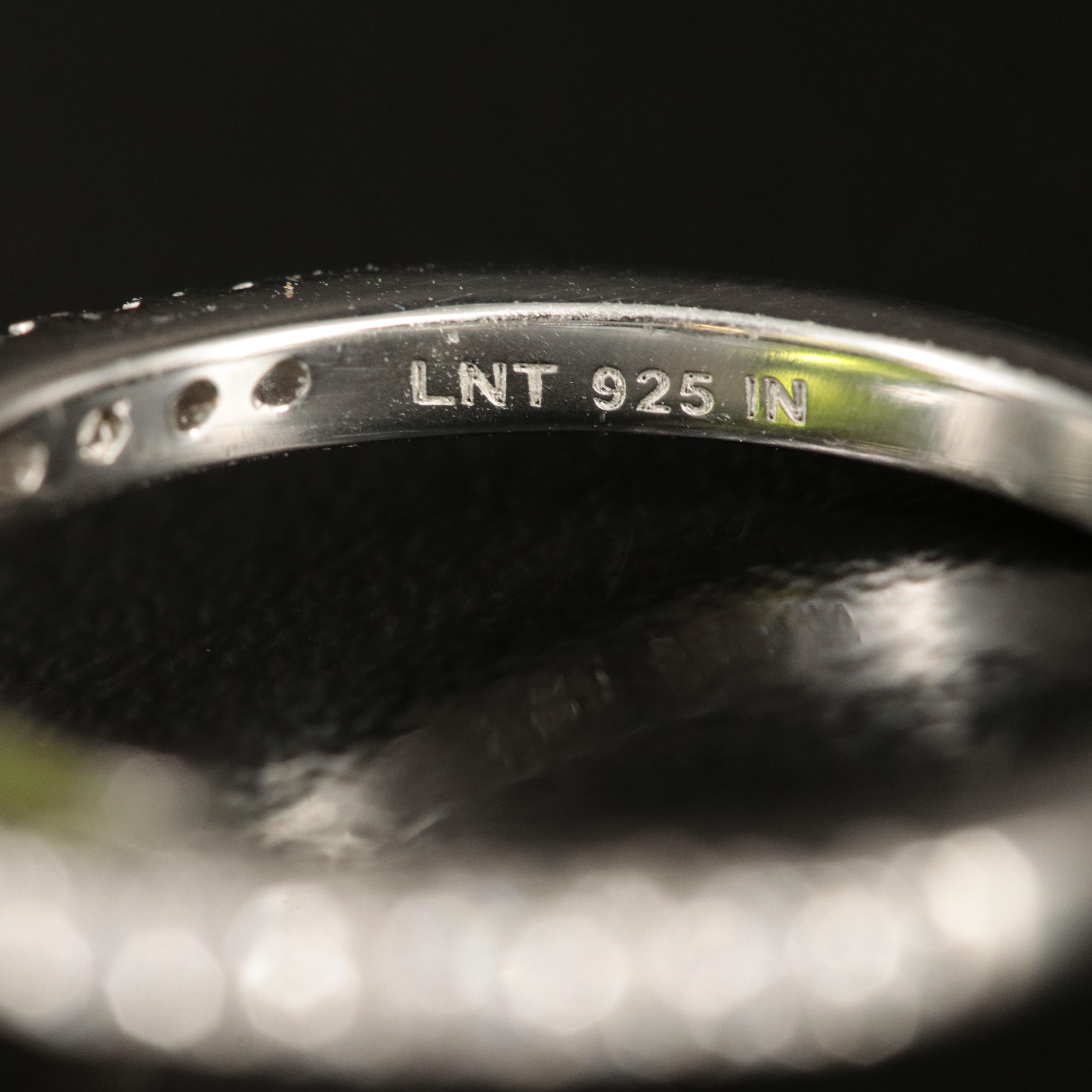 Sterling Glass and Cubic Zirconia Ring