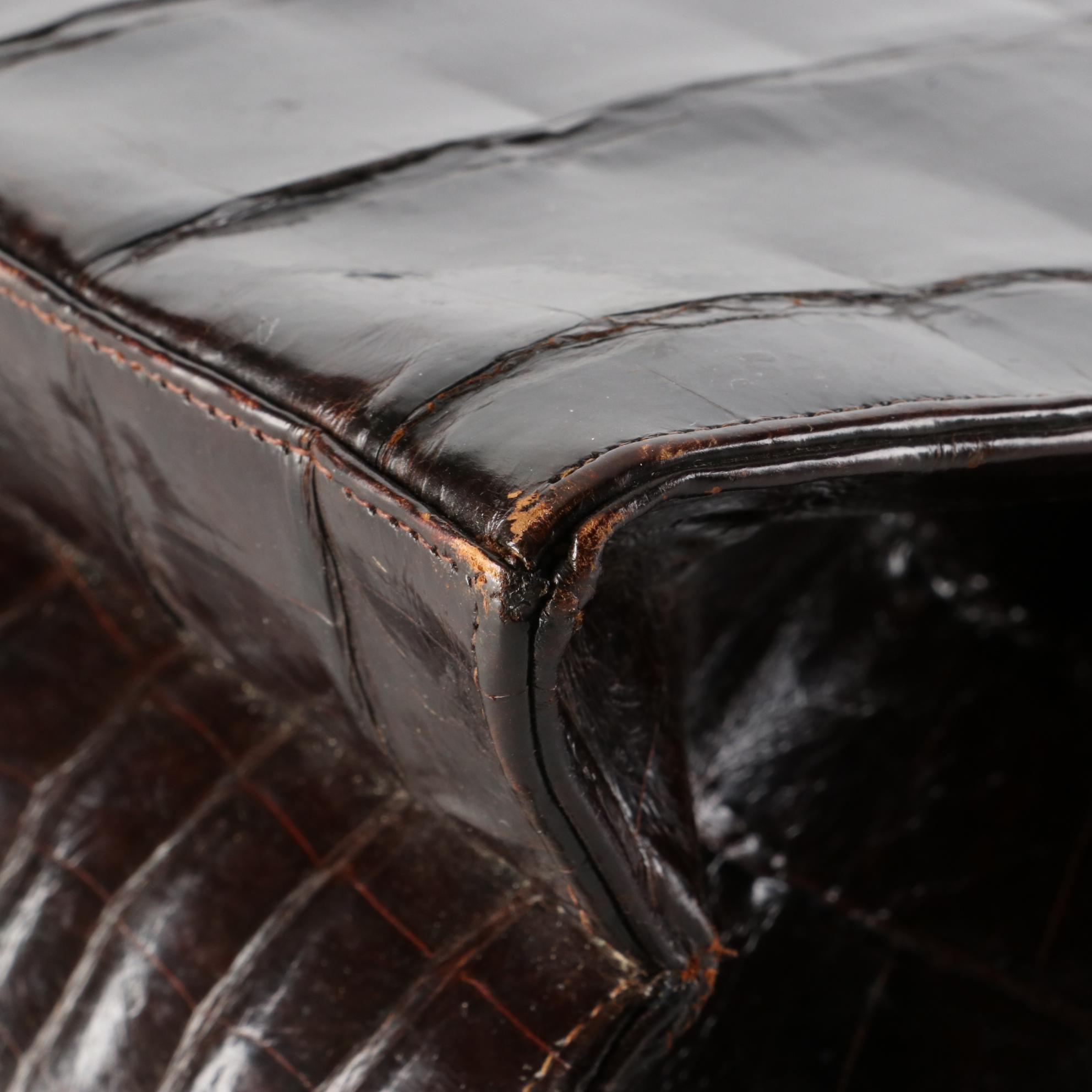 Avon Bay Crocodile Skin Leather Bag, Mid-20th Century