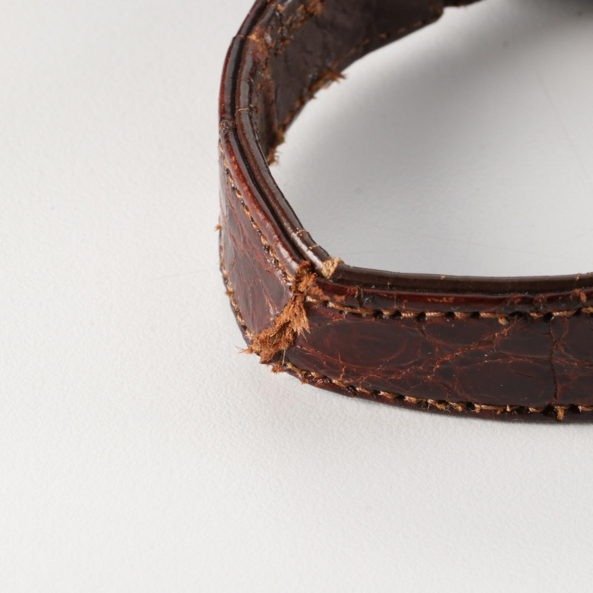 Avon Bay Crocodile Skin Leather Bag, Mid-20th Century