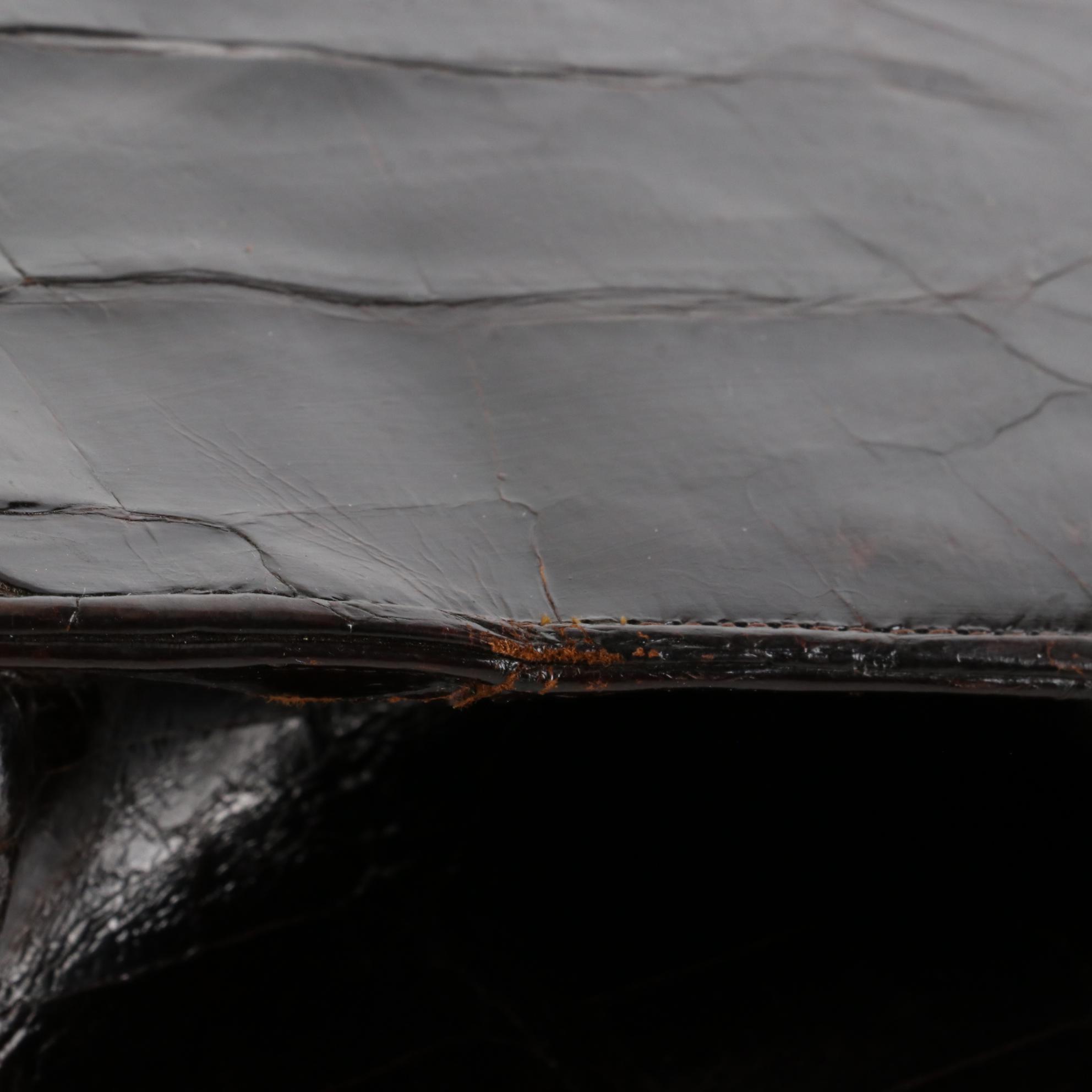 Avon Bay Crocodile Skin Leather Bag, Mid-20th Century