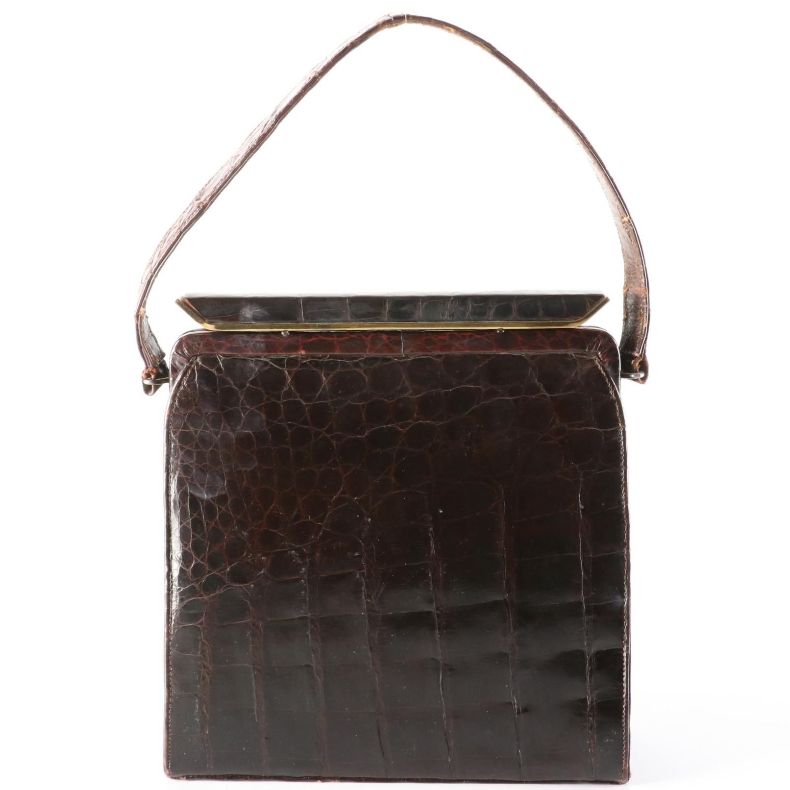 Avon Bay Crocodile Skin Leather Bag, Mid-20th Century