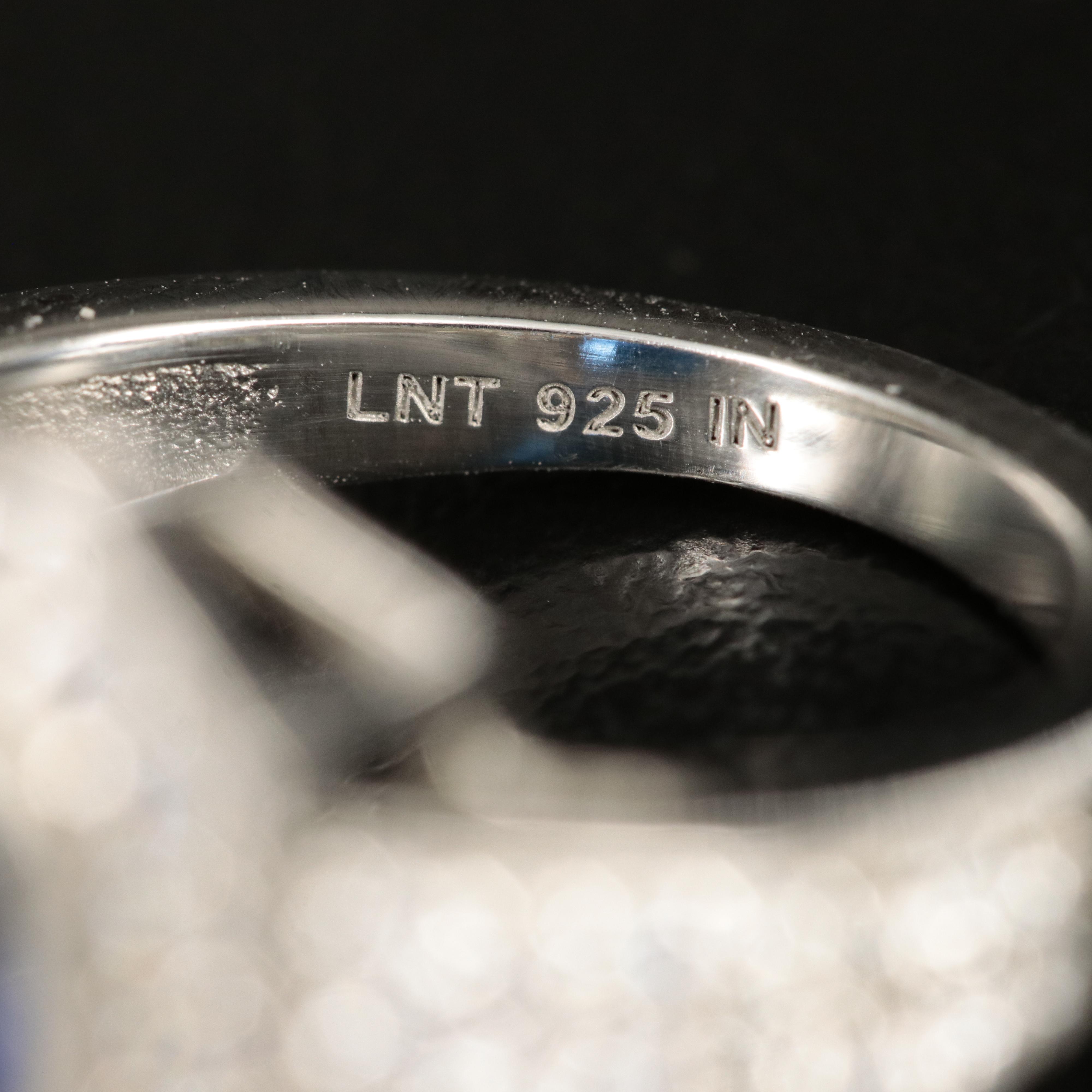 Sterling Glass and Cubic Zirconia Ring