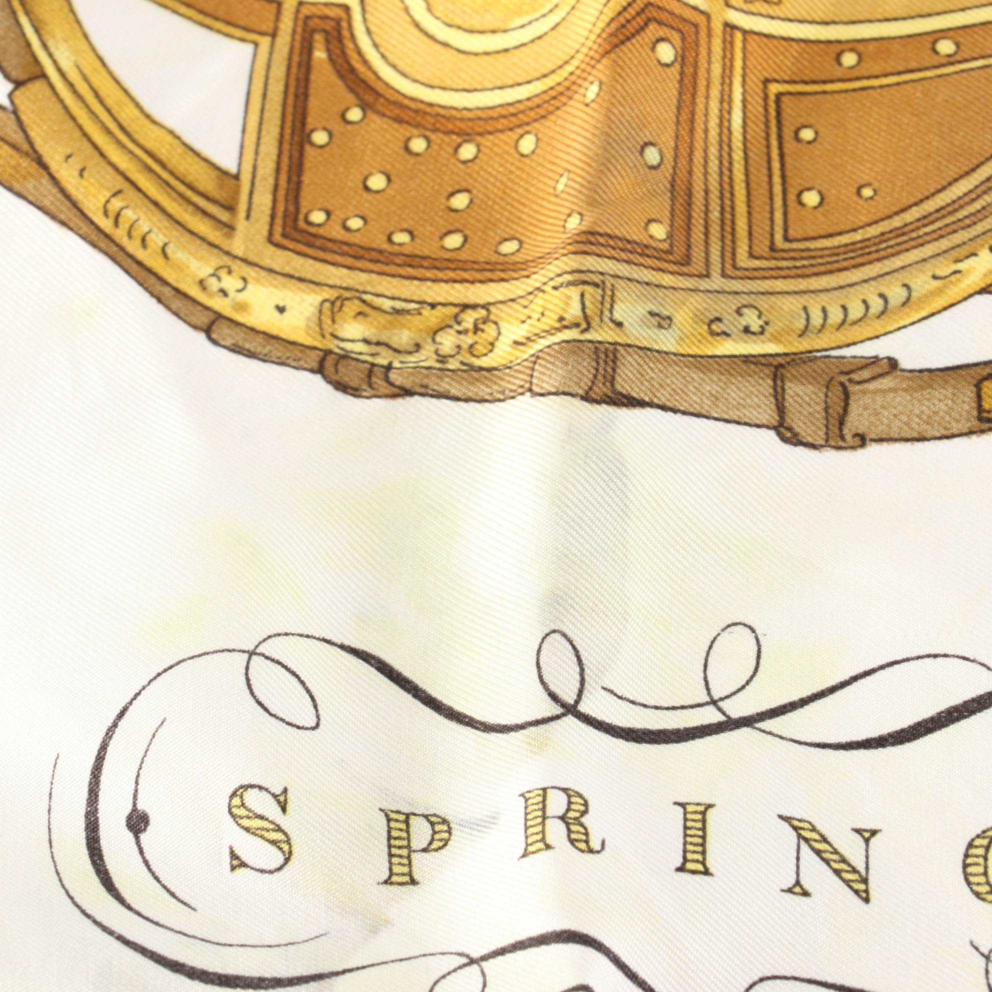 Hermès Early Issue ''Springs'' Scarf 90 in Silk Twill with Box