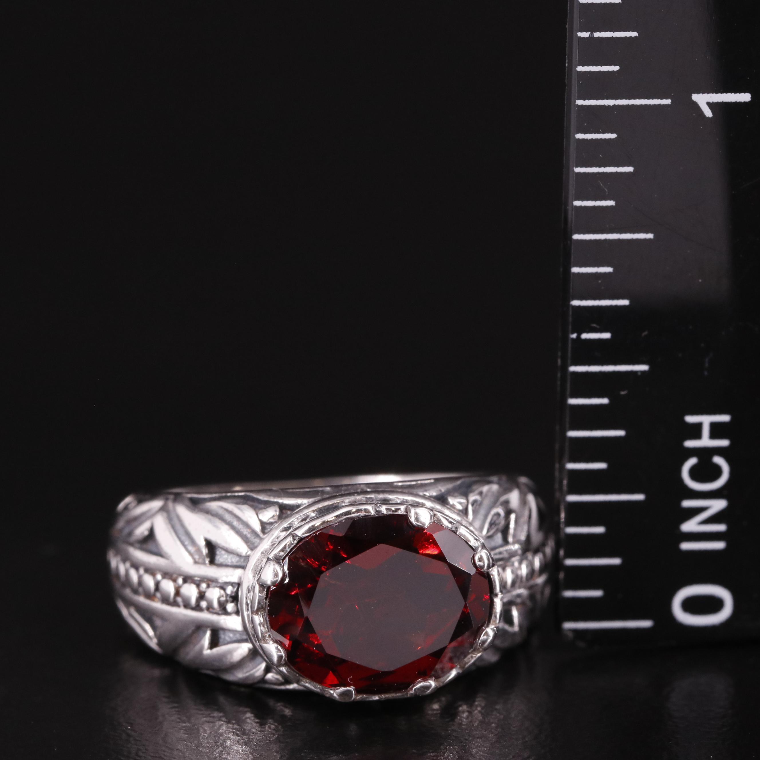 Sterling East-West Garnet Ring
