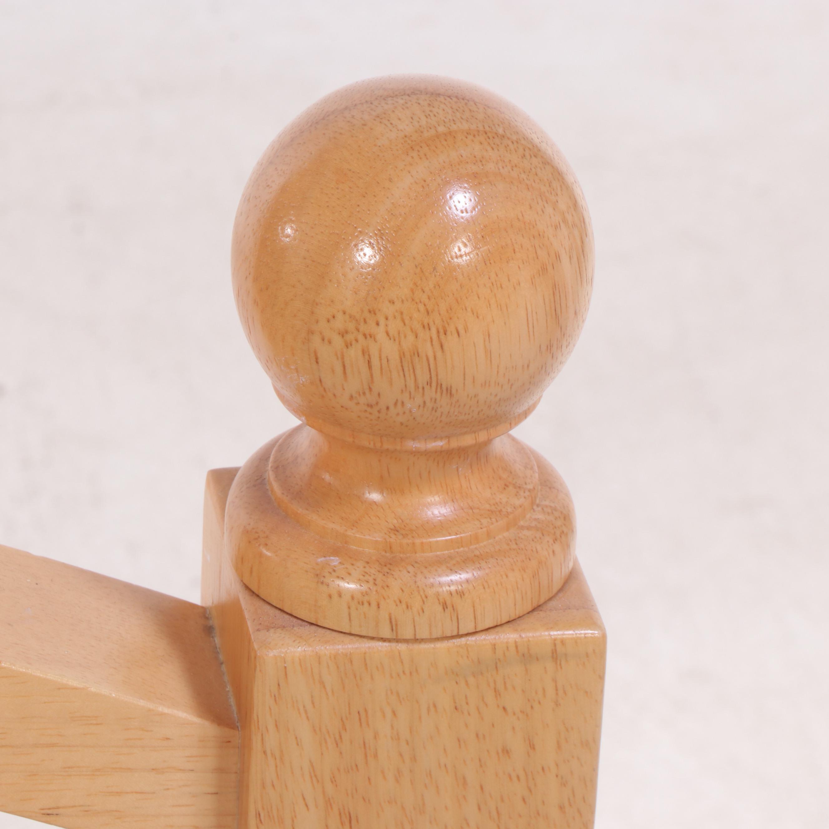 Pair of Contemporary Rubberwood Twin Bed Frames with Nightstand