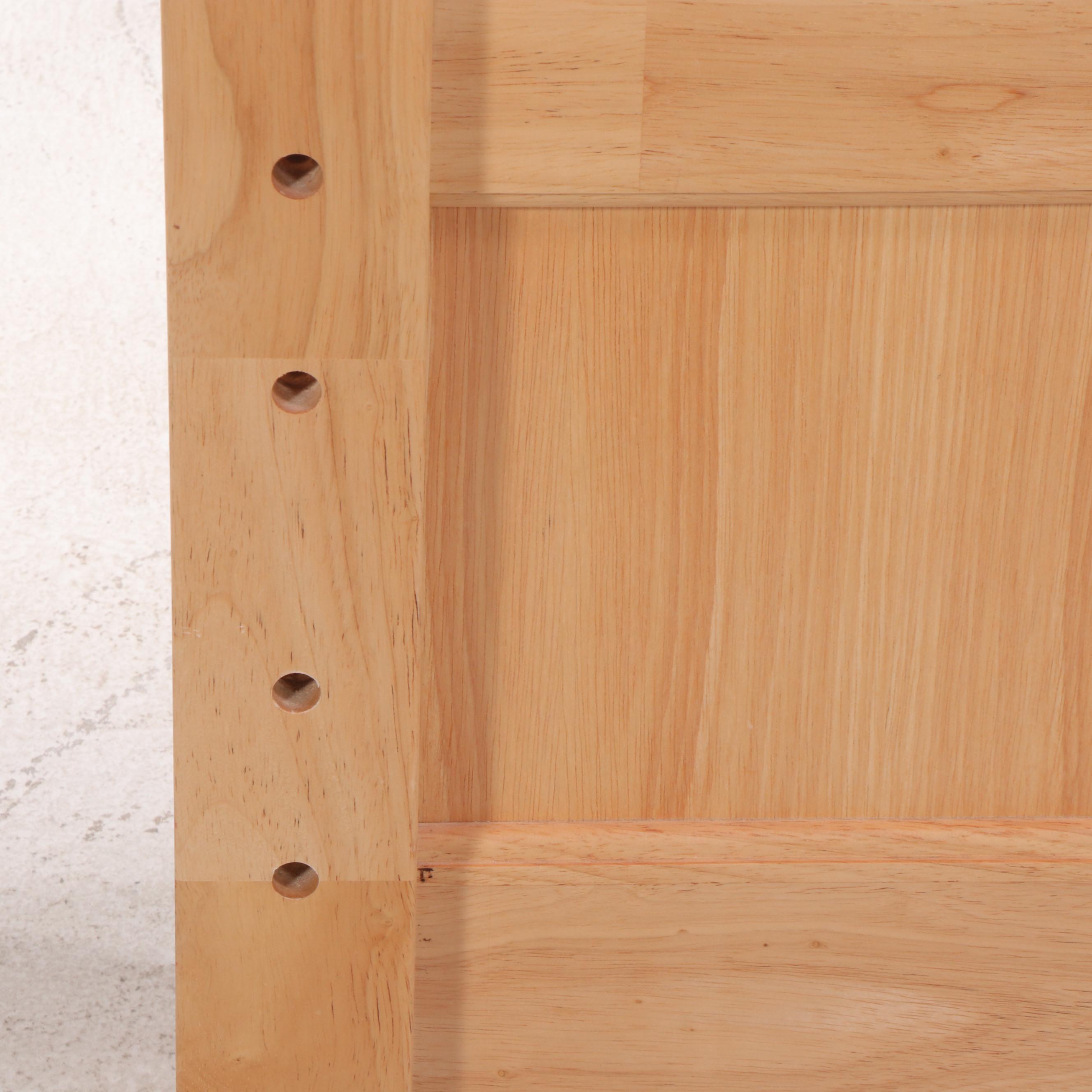 Pair of Contemporary Rubberwood Twin Bed Frames with Nightstand