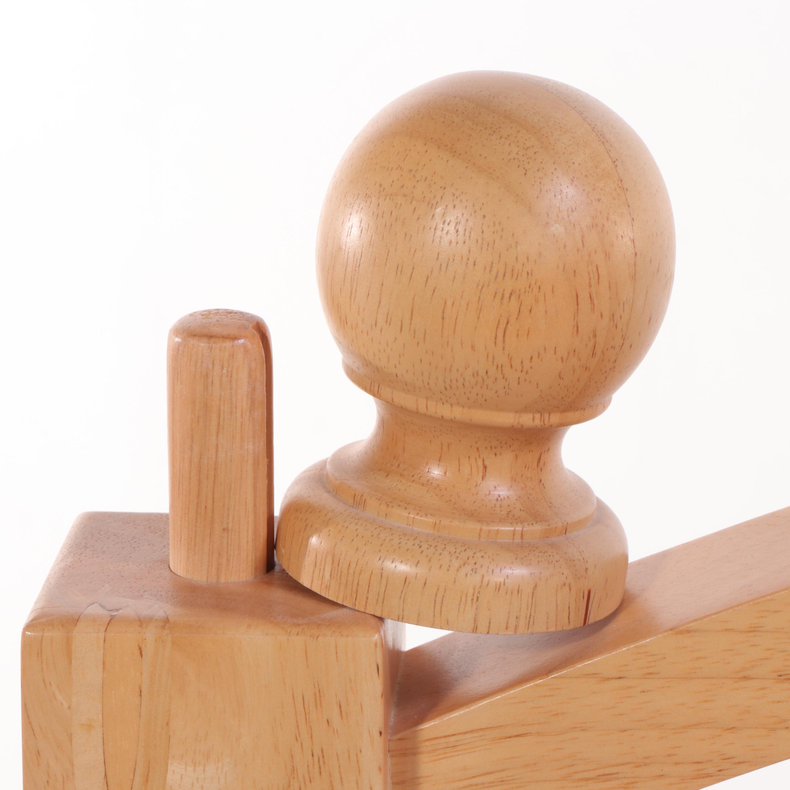 Pair of Contemporary Rubberwood Twin Bed Frames with Nightstand