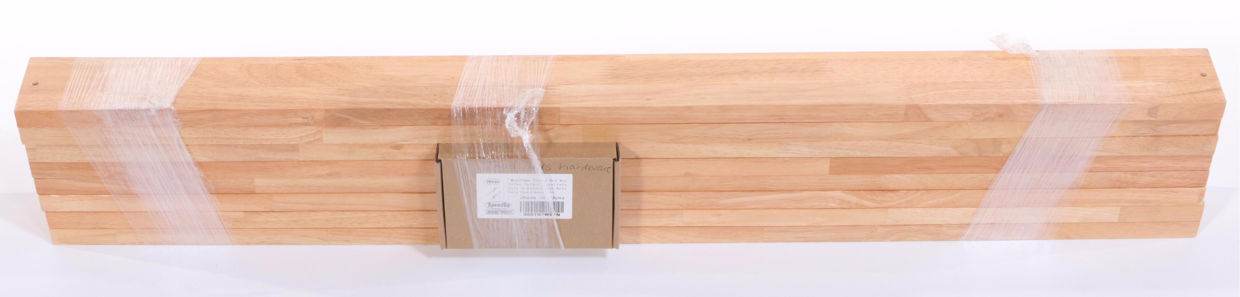 Pair of Contemporary Rubberwood Twin Bed Frames with Nightstand