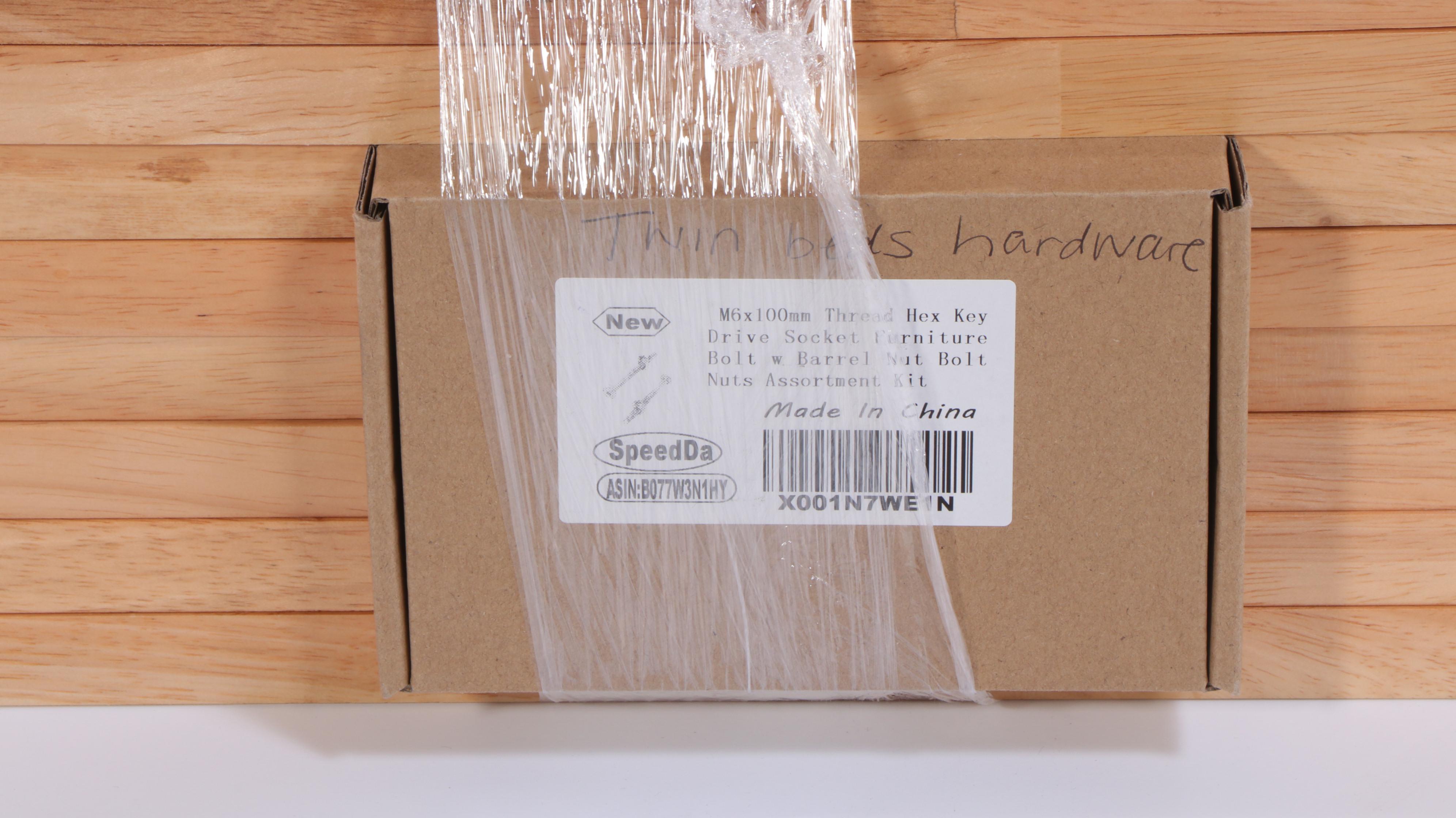 Pair of Contemporary Rubberwood Twin Bed Frames with Nightstand