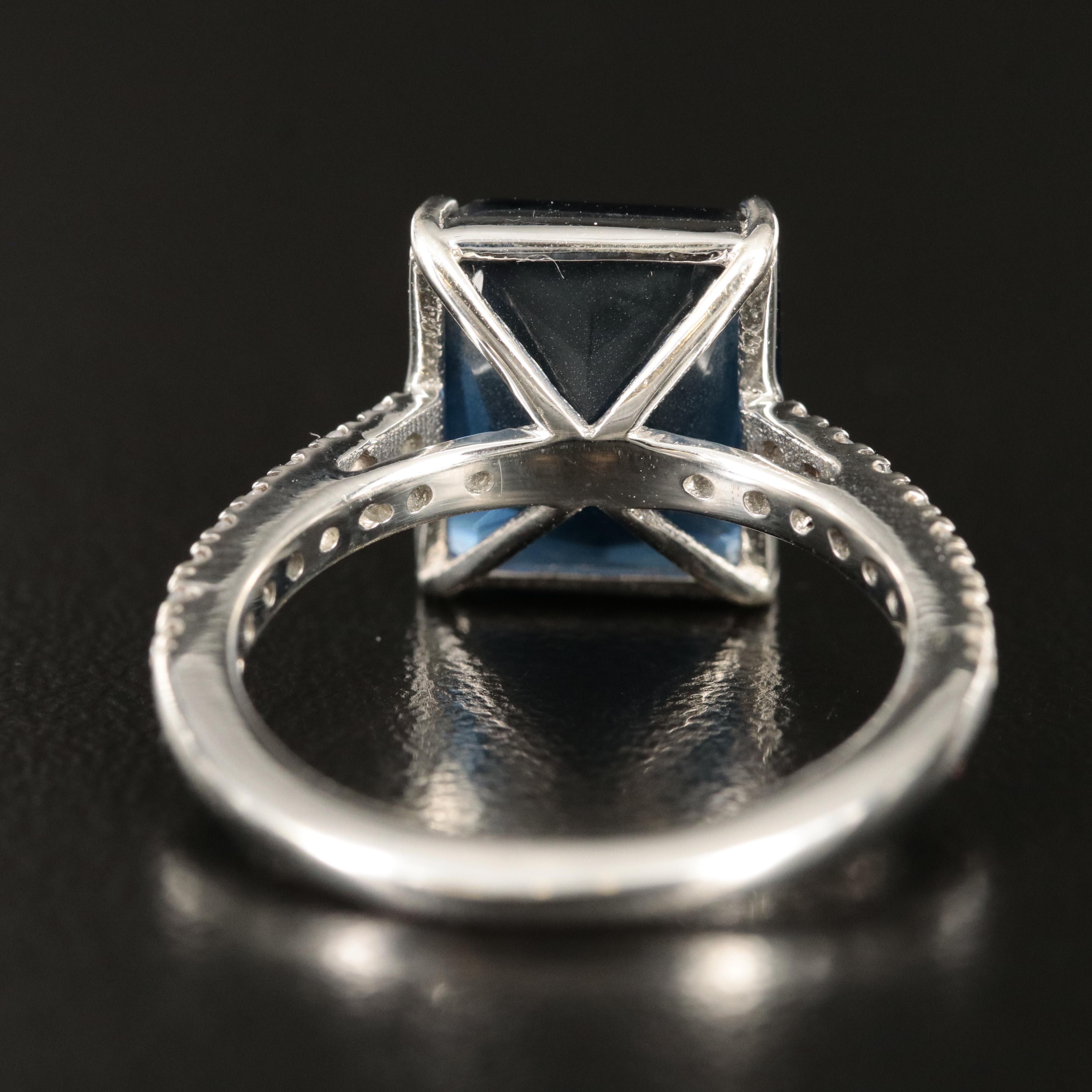 Sterling Glass and Cubic Zirconia Ring