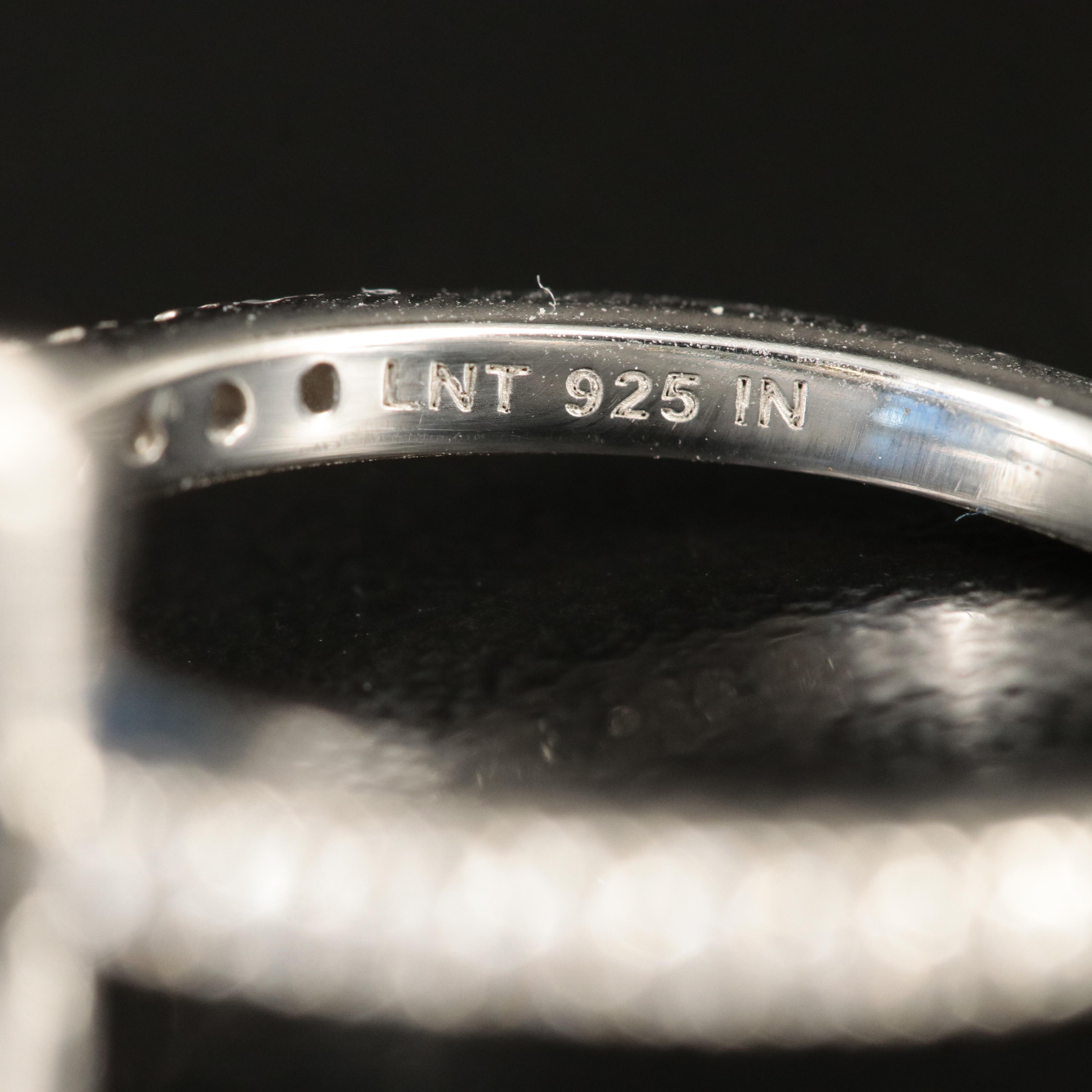 Sterling Glass and Cubic Zirconia Ring