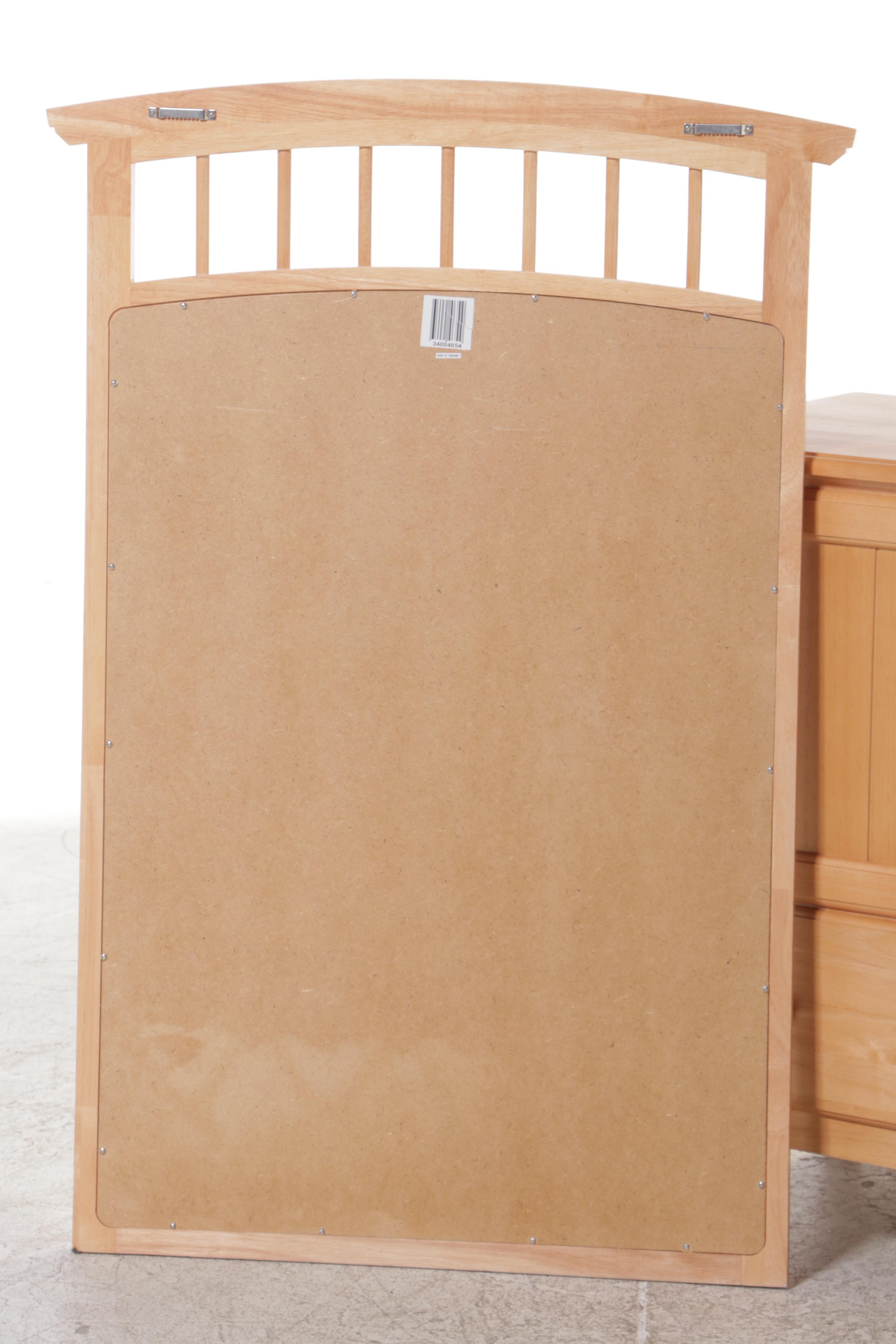 Natural Finish Wood Dresser With Mirror