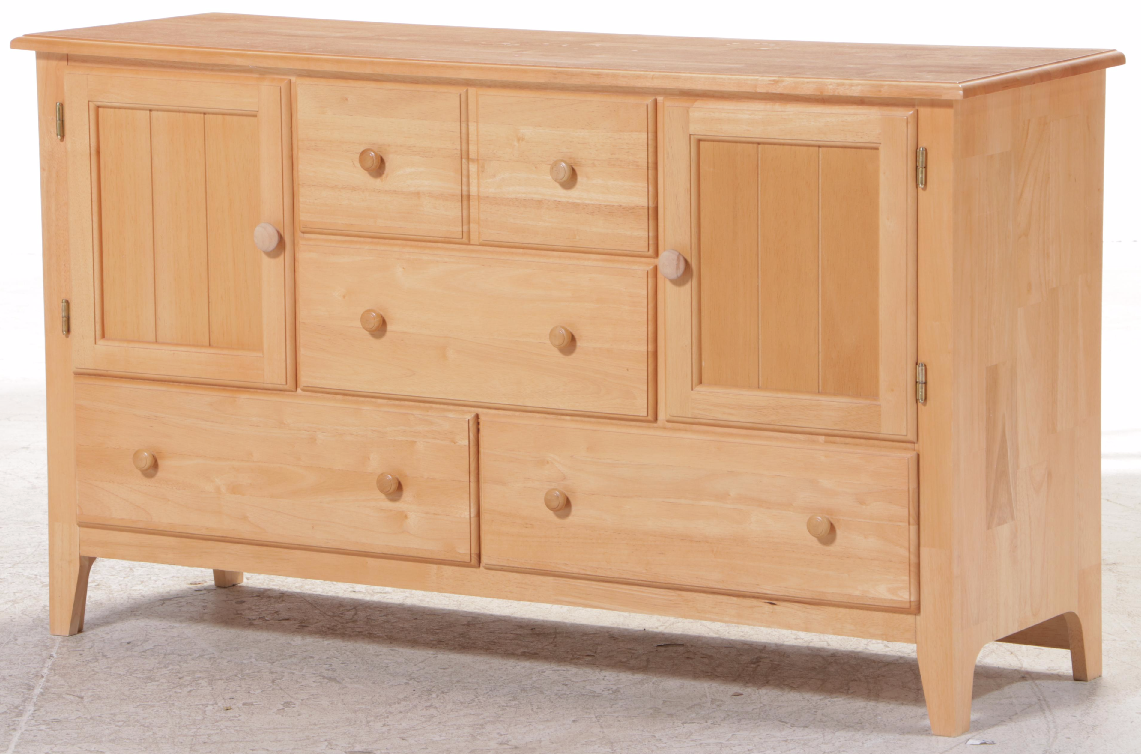 Natural Finish Wood Dresser With Mirror