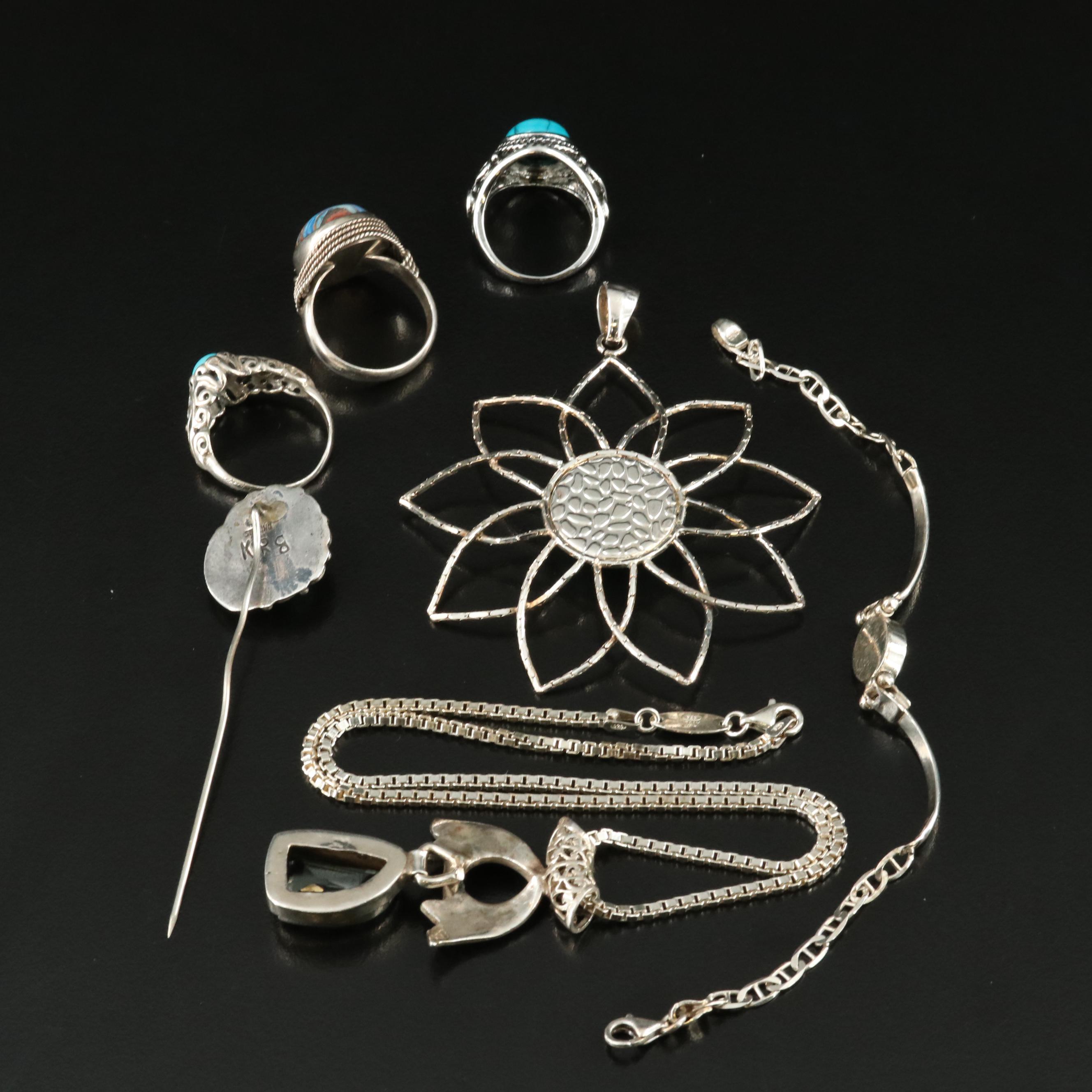 Southwestern, Turquoise and Prasiolite Featured in Sterling Jewelry