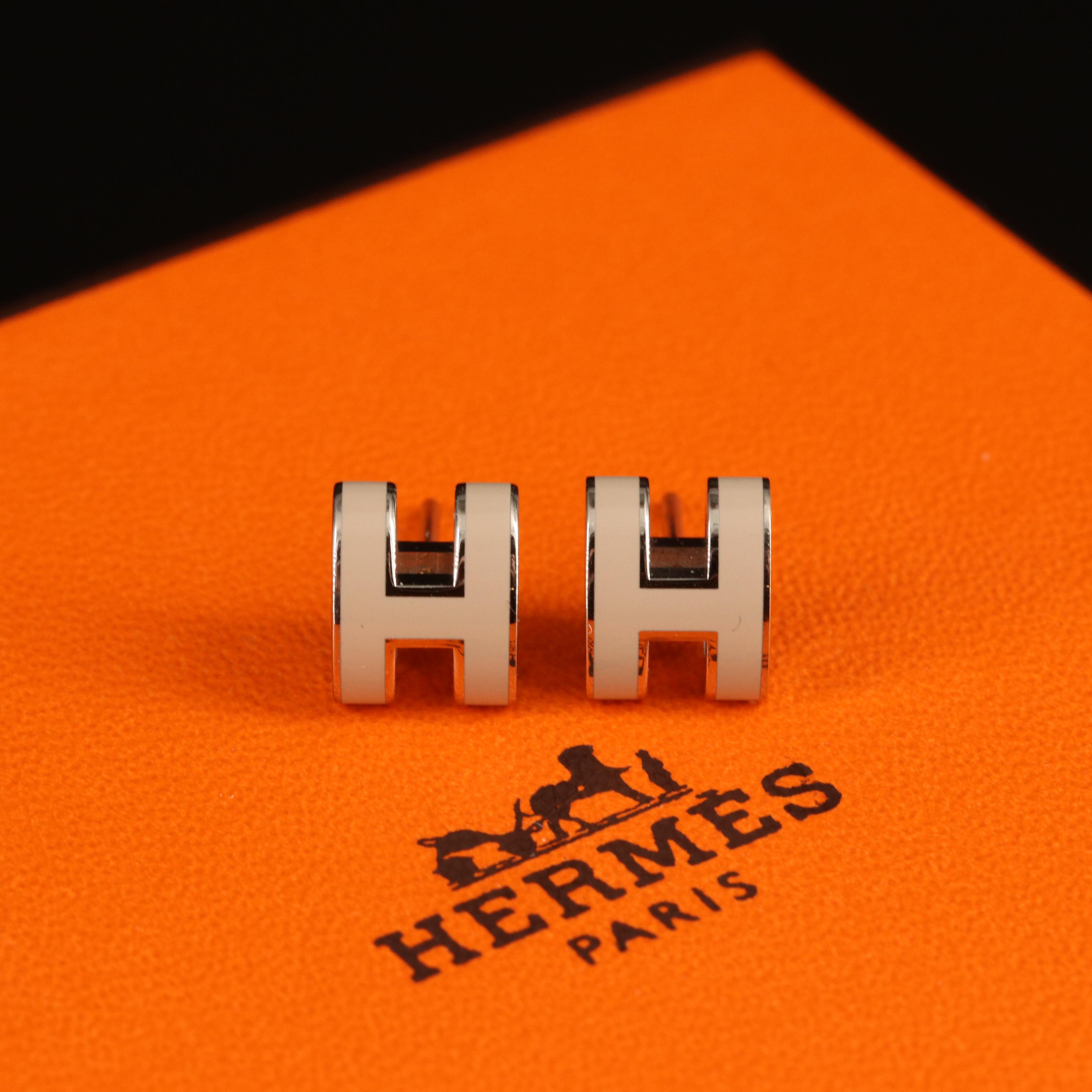 Hermès "Mini Pop H" Enamel Stud Earrings