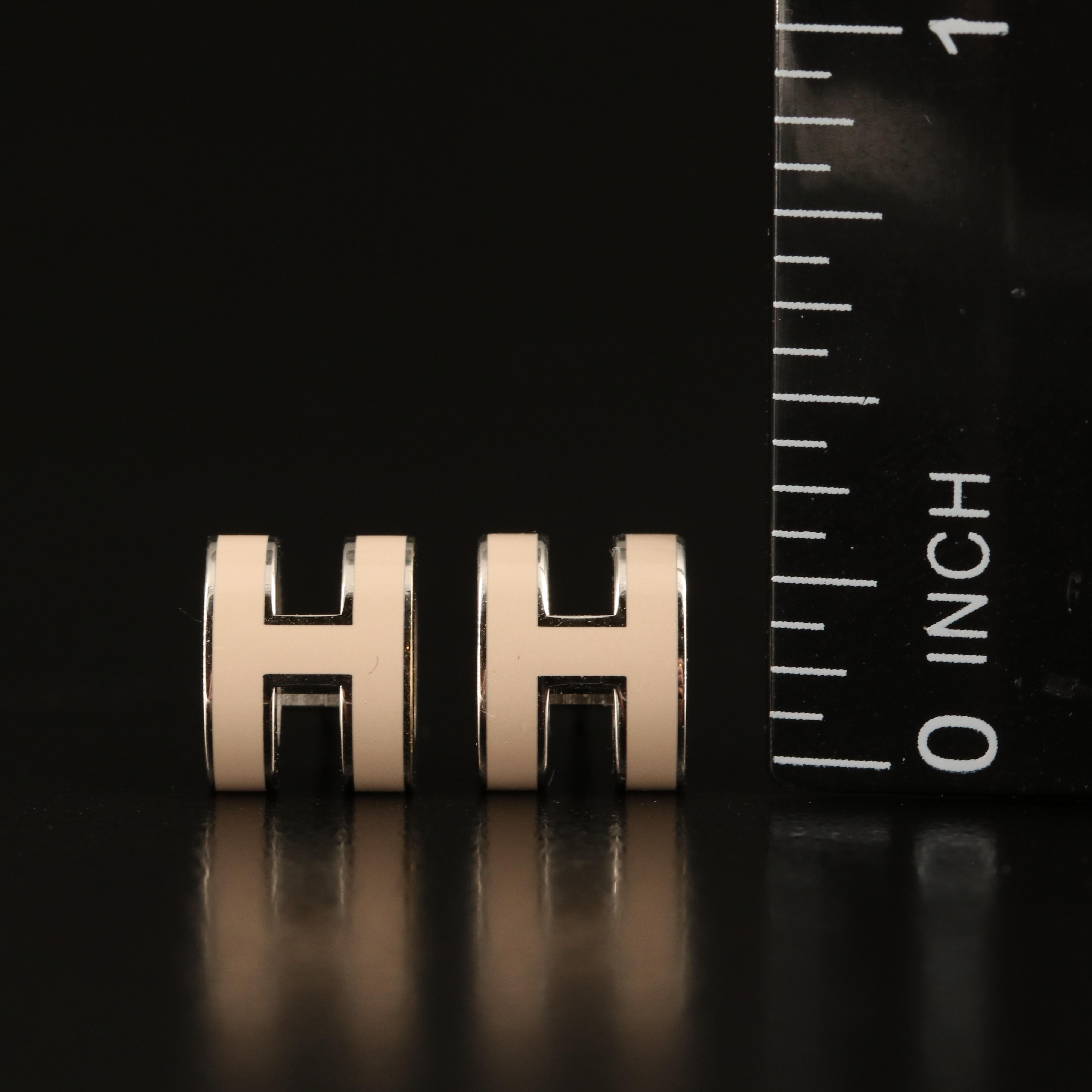 Hermès "Mini Pop H" Enamel Stud Earrings