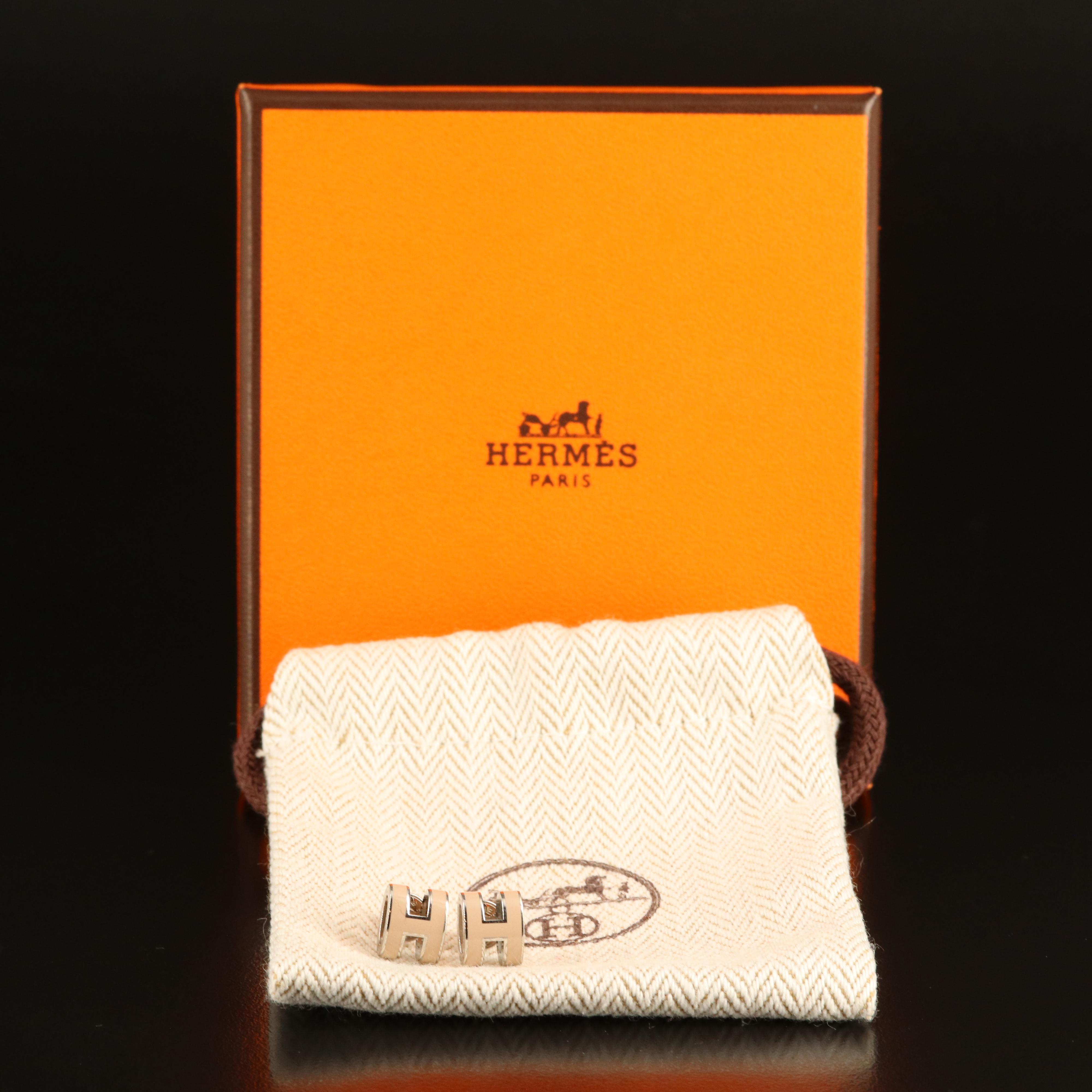 Hermès "Mini Pop H" Enamel Stud Earrings