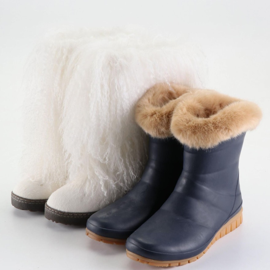 Bearpaw Boetis II Curly Lamb Boots and Joules Faux Fur Trim Chiton Boots