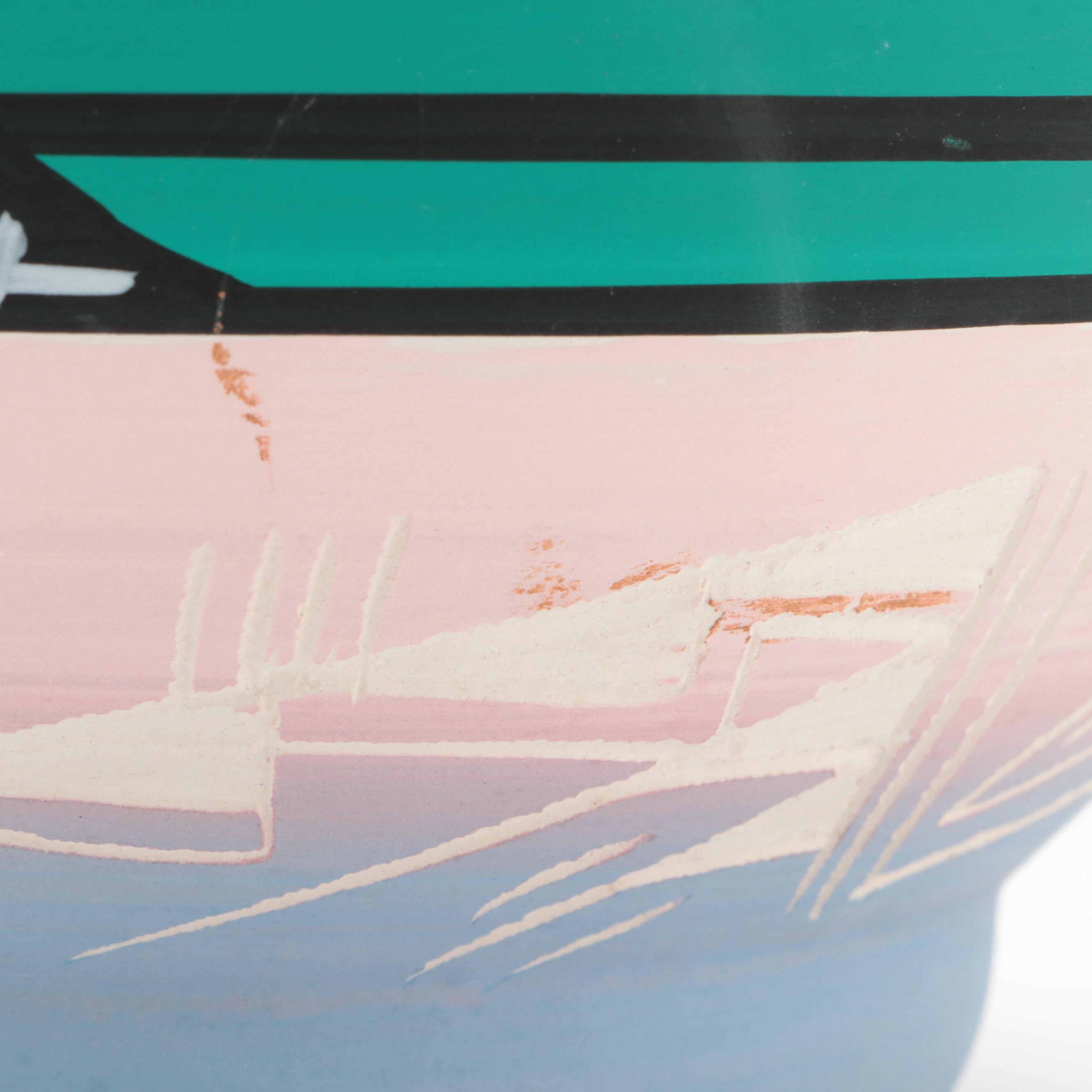 Artist Signed Diné Navajo Hand-Painted Polychrome Pottery Vases