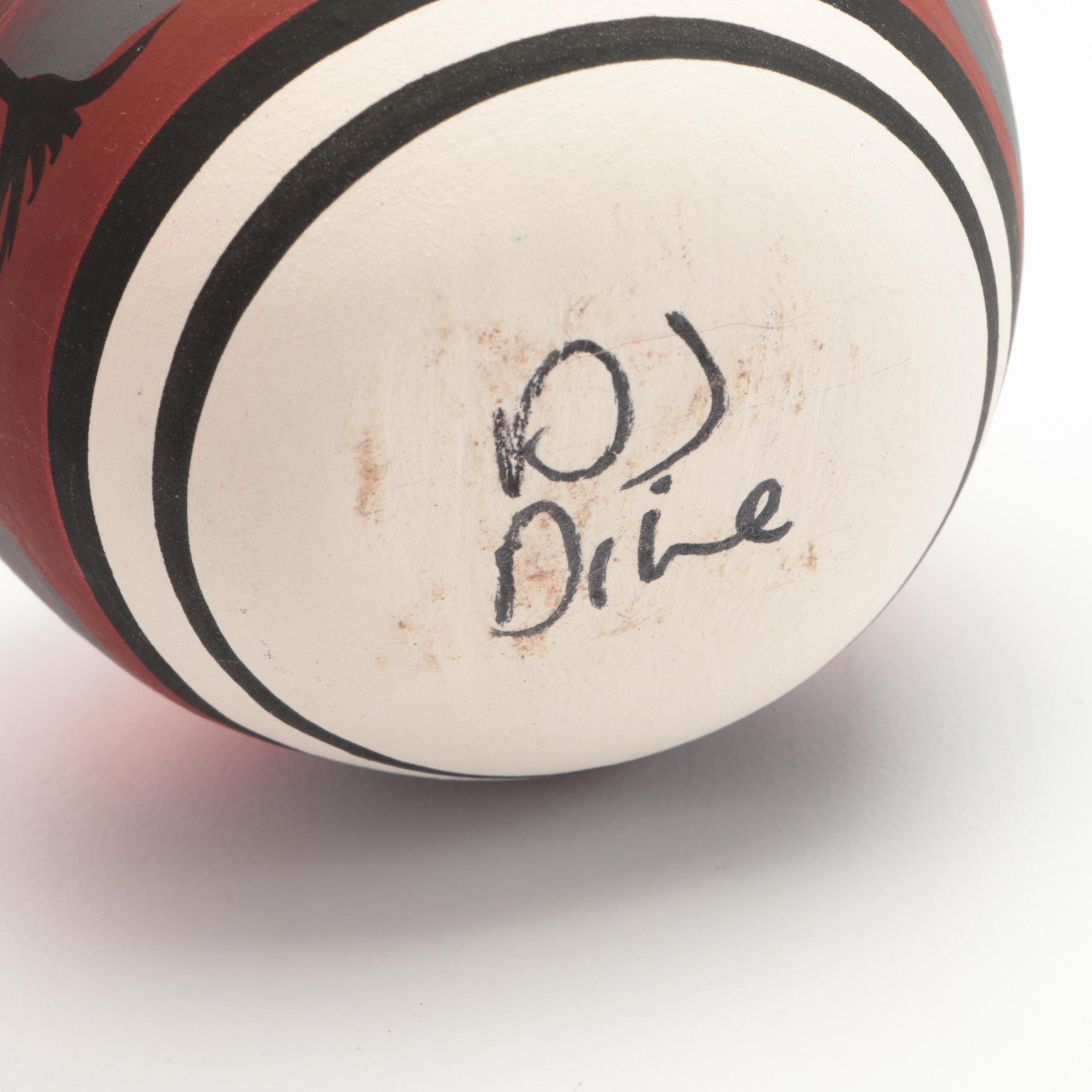 Artist Signed Diné Navajo Hand-Painted Polychrome Pottery Vases