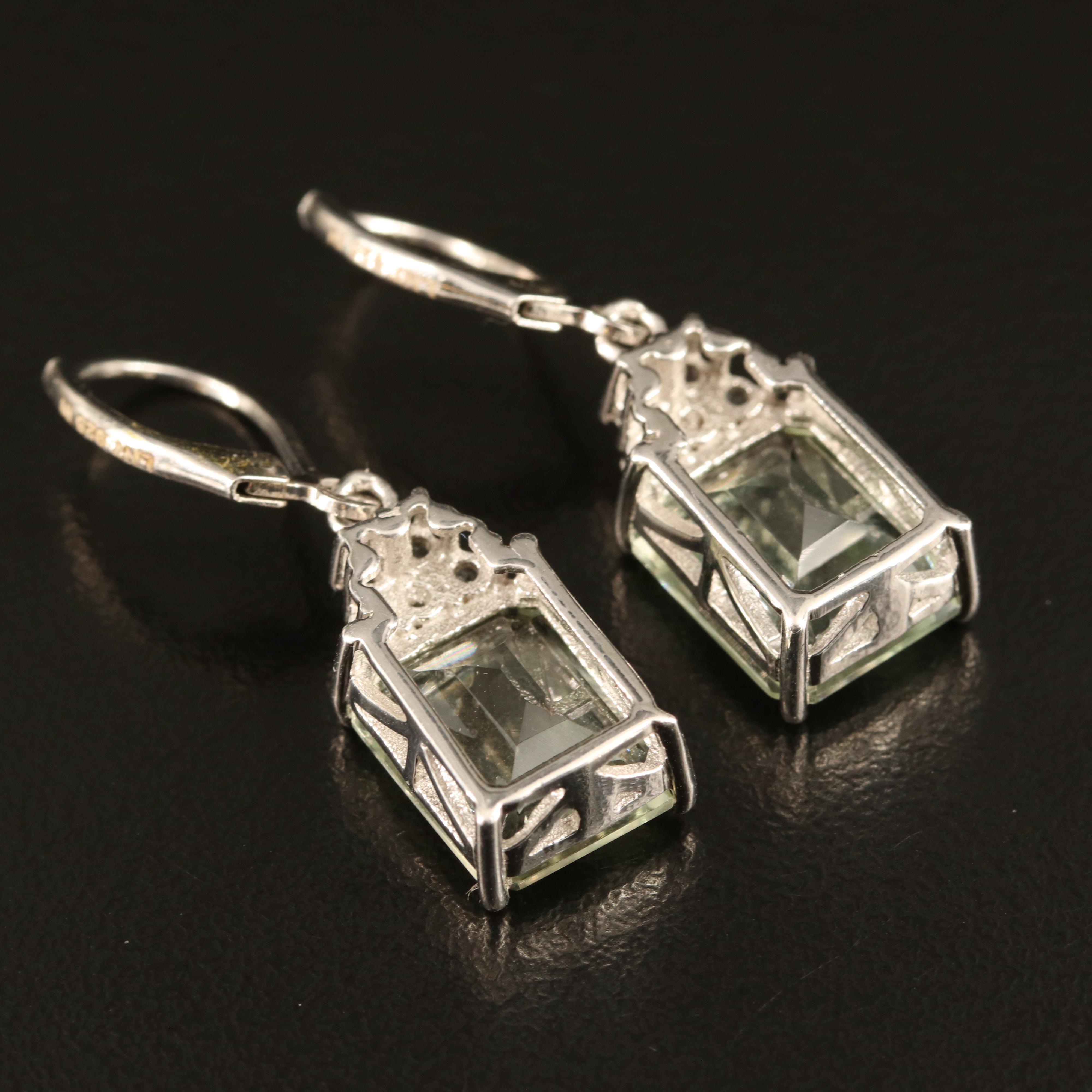 Sterling Prasiolite and White Topaz Earrings