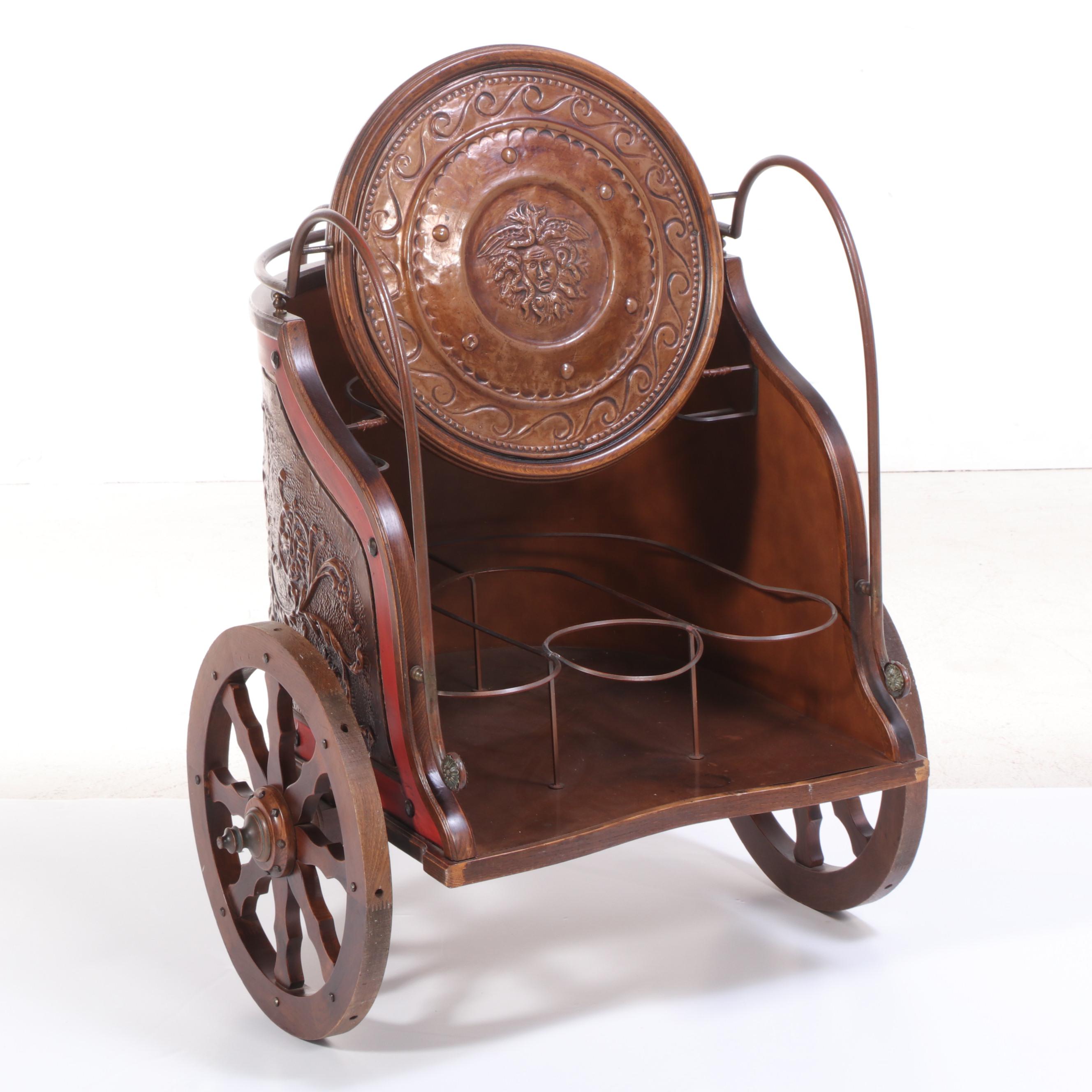 Custom-Made Italian Bar Cart in the Form of a Roman Chariot