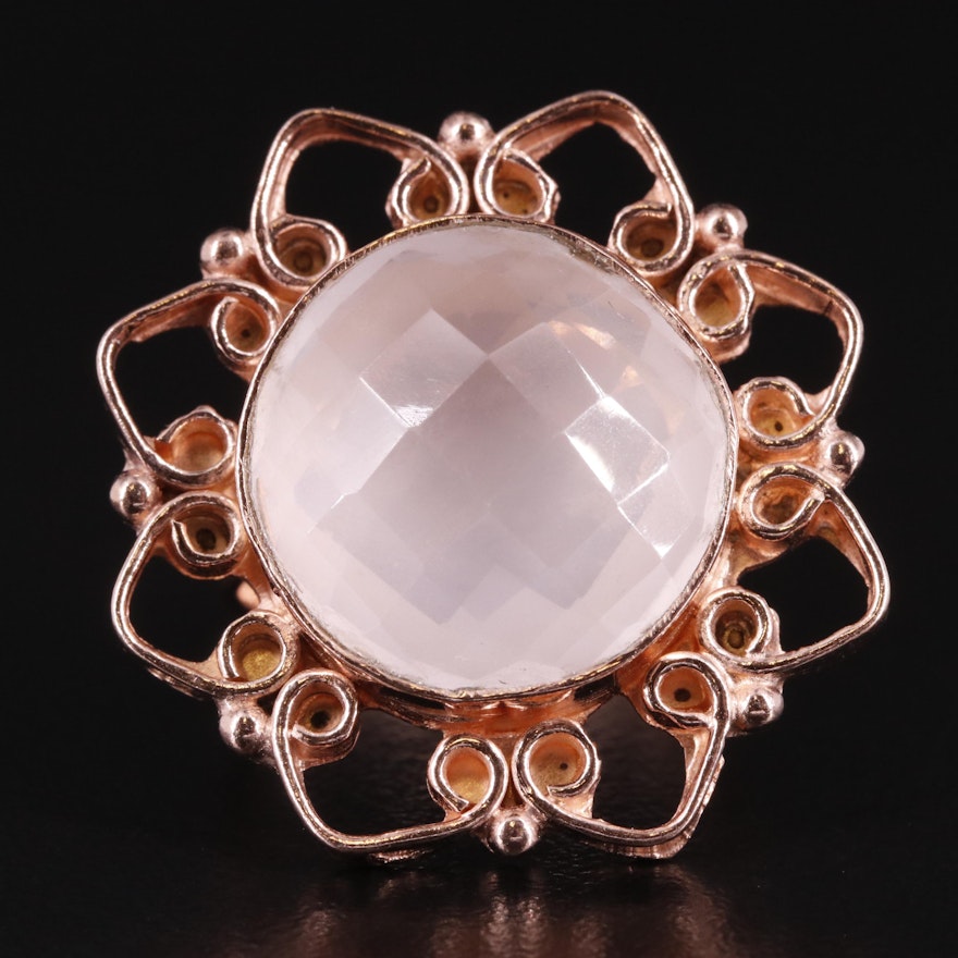 Rose Quartz Scrollwork Ring