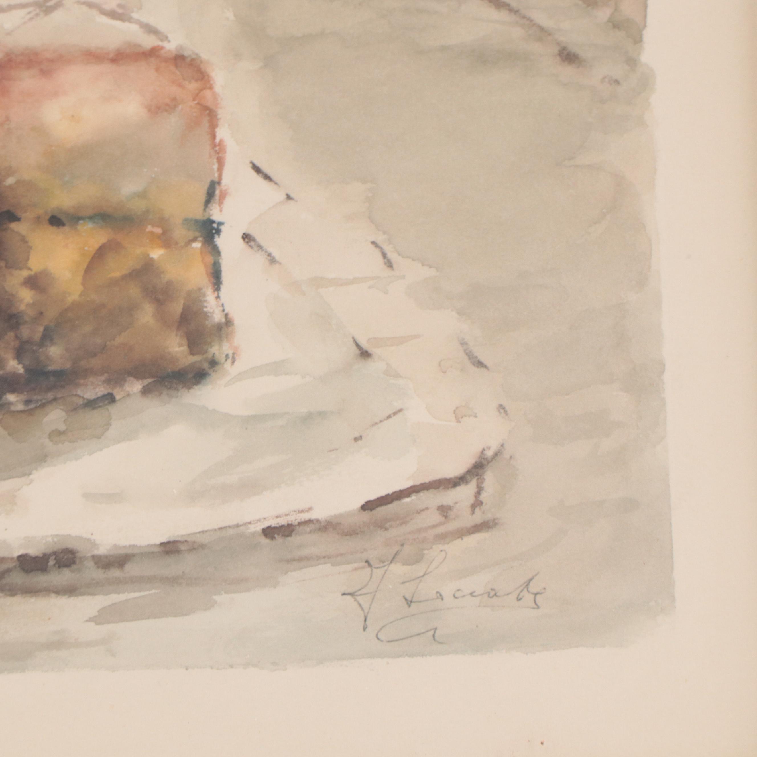 Watercolor Painting of Parisian Landscape "Pont St. Michel"