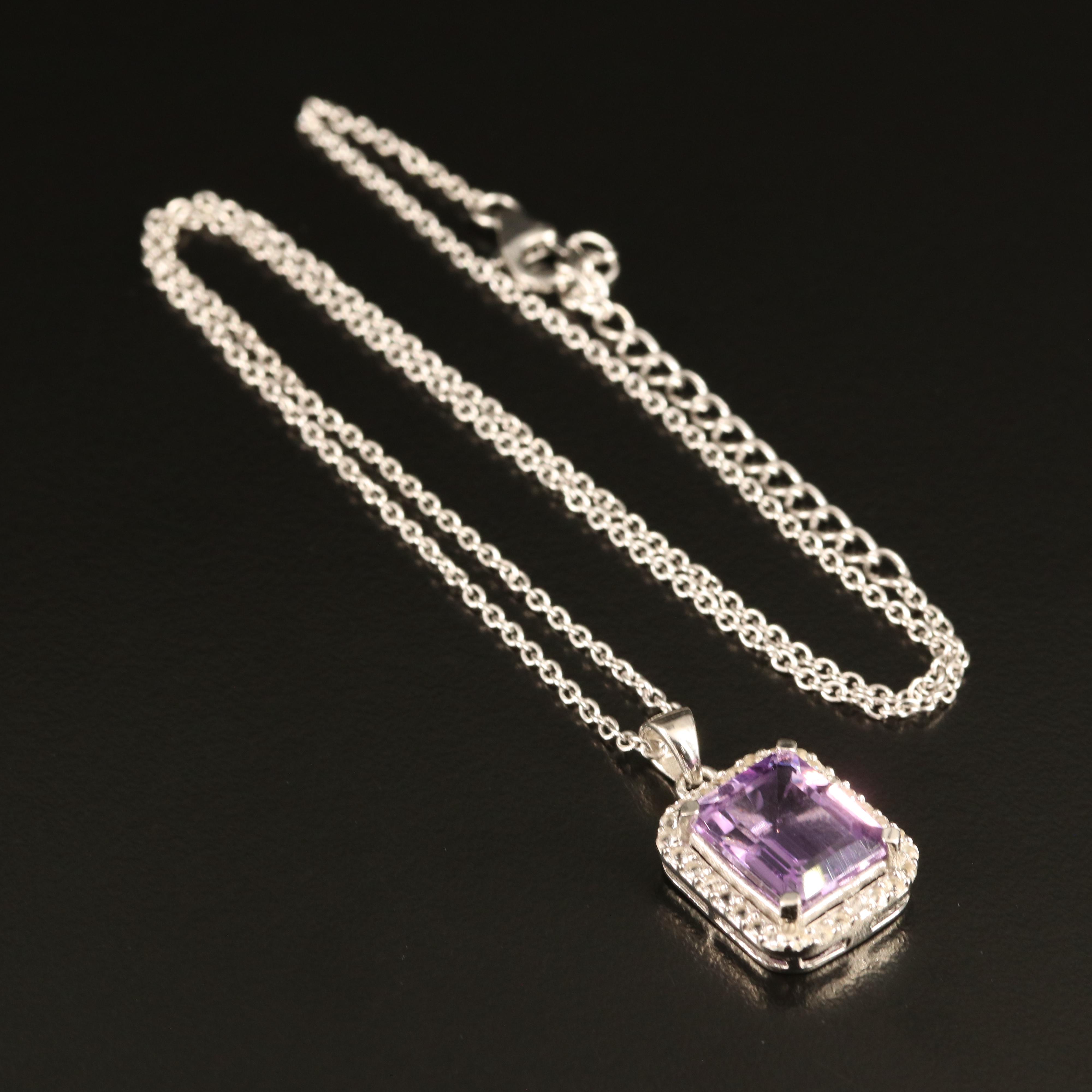 Sterling Amethyst and Topaz Pendant Necklace