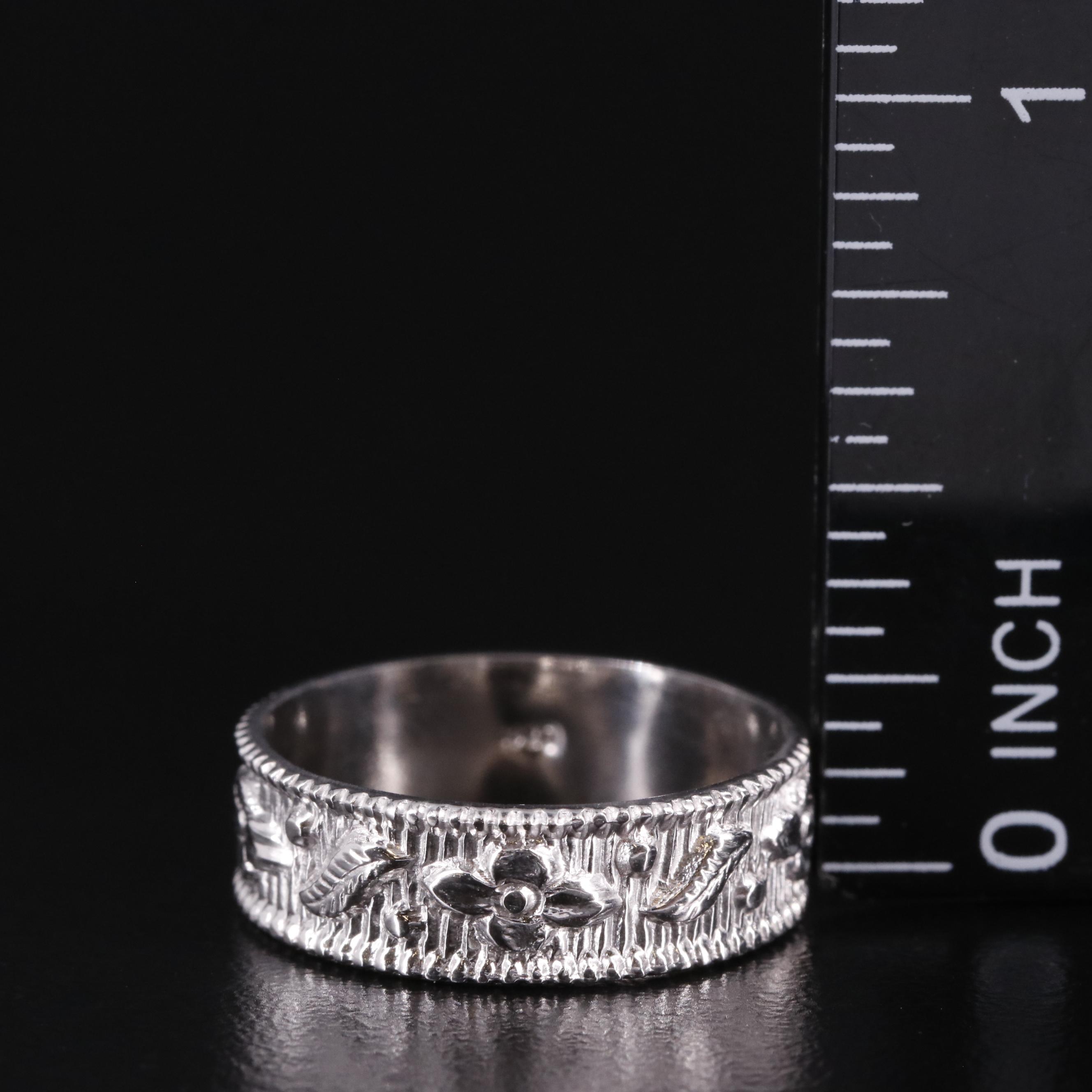 Sterling Coin Edge Floral Band