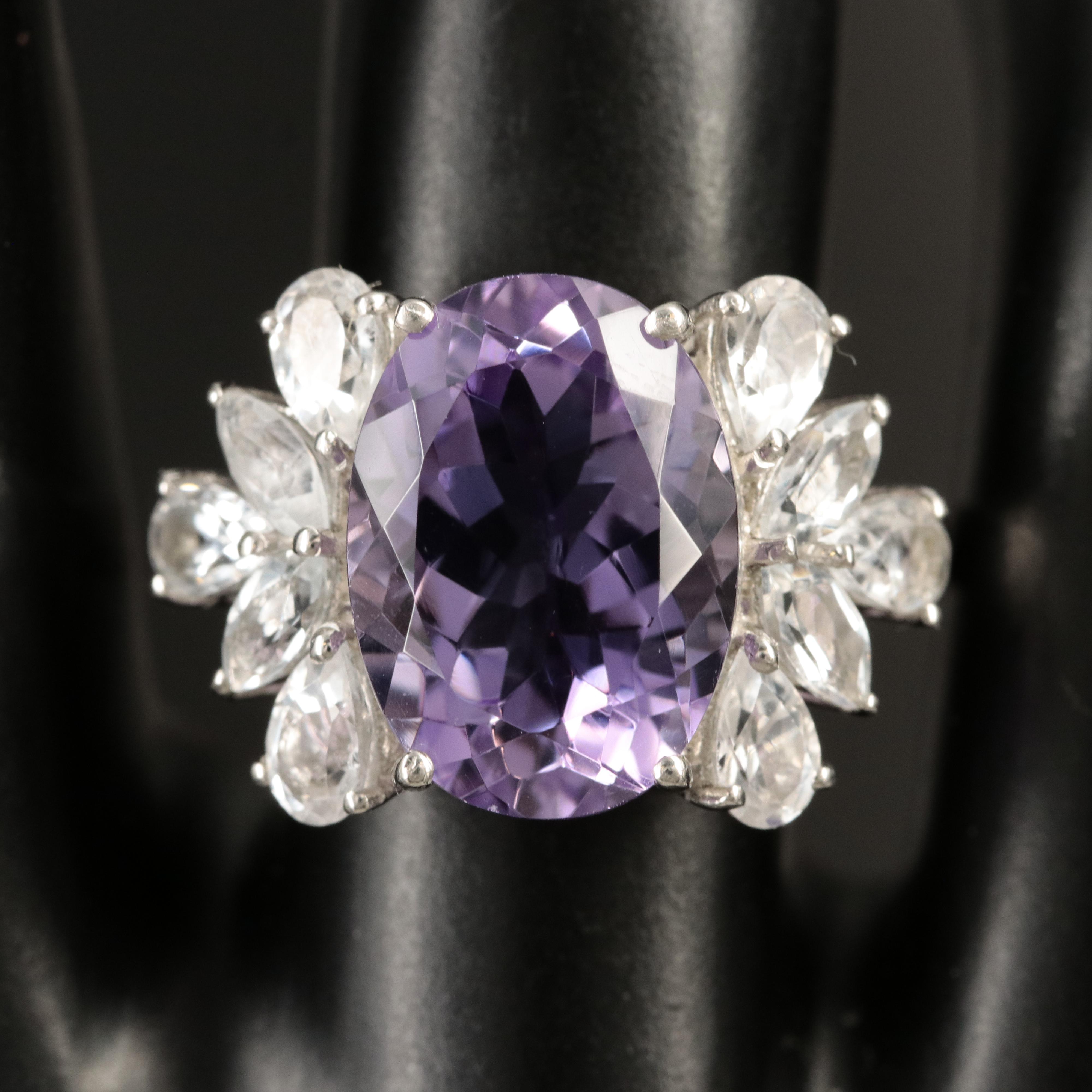 Sterling Amethyst and Topaz Ring