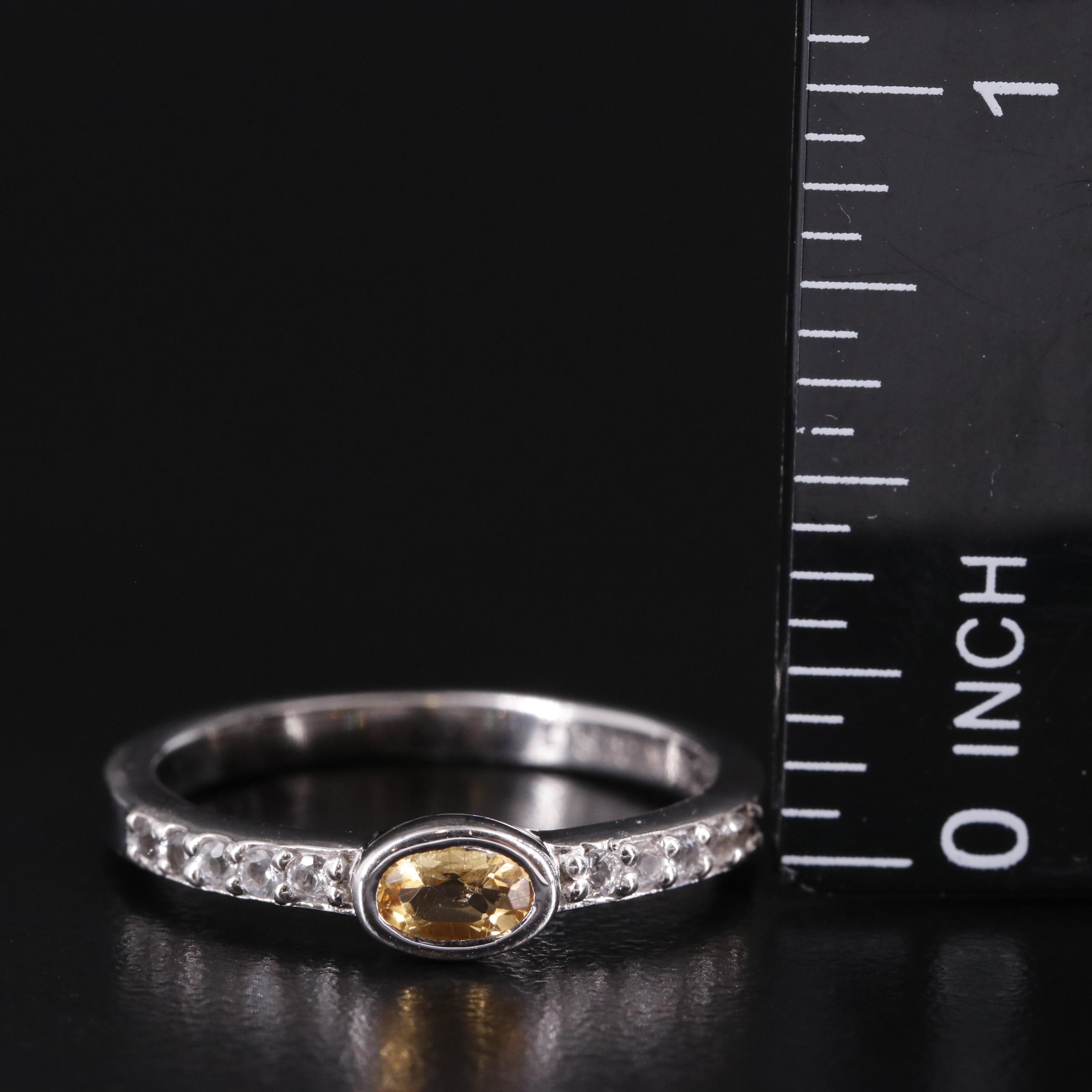 Sterling Citrine and White Topaz East-West Ring